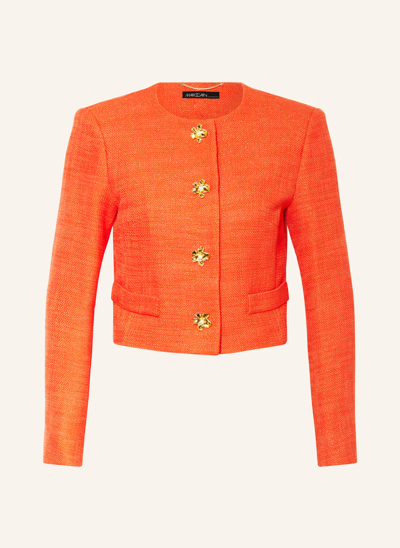 MARC CAIN Kastenjacke aus Tweed mit Glitzergarn, Farbe: 223 bright tomato (Bild 1)