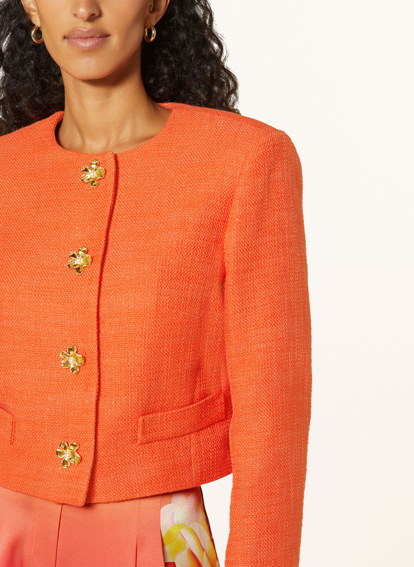 MARC CAIN Kastenjacke aus Tweed mit Glitzergarn, Farbe: 223 bright tomato (Bild 4)