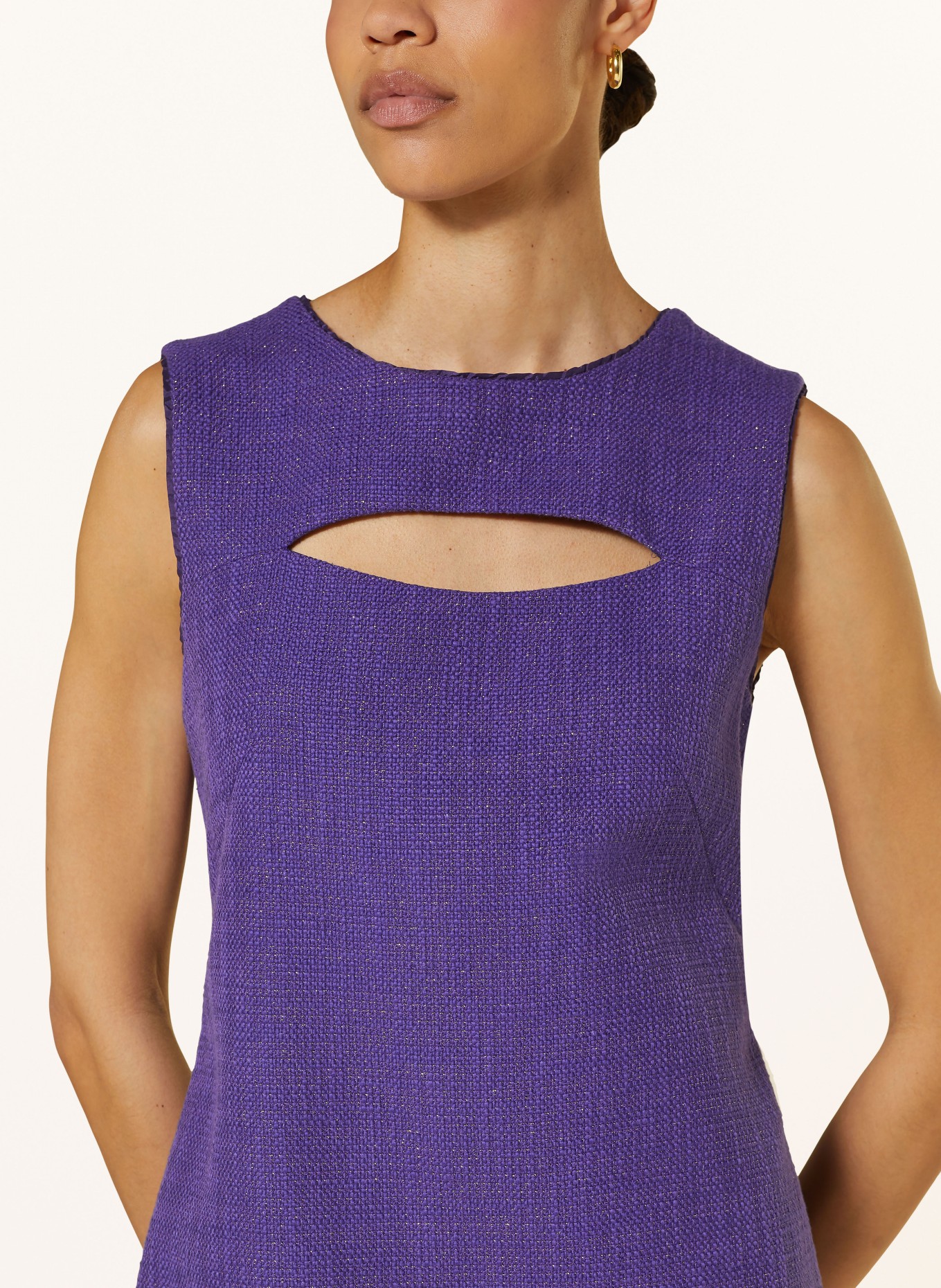 MARC CAIN Tweed-Kleid mit Glitzergarn: 748 deep purple