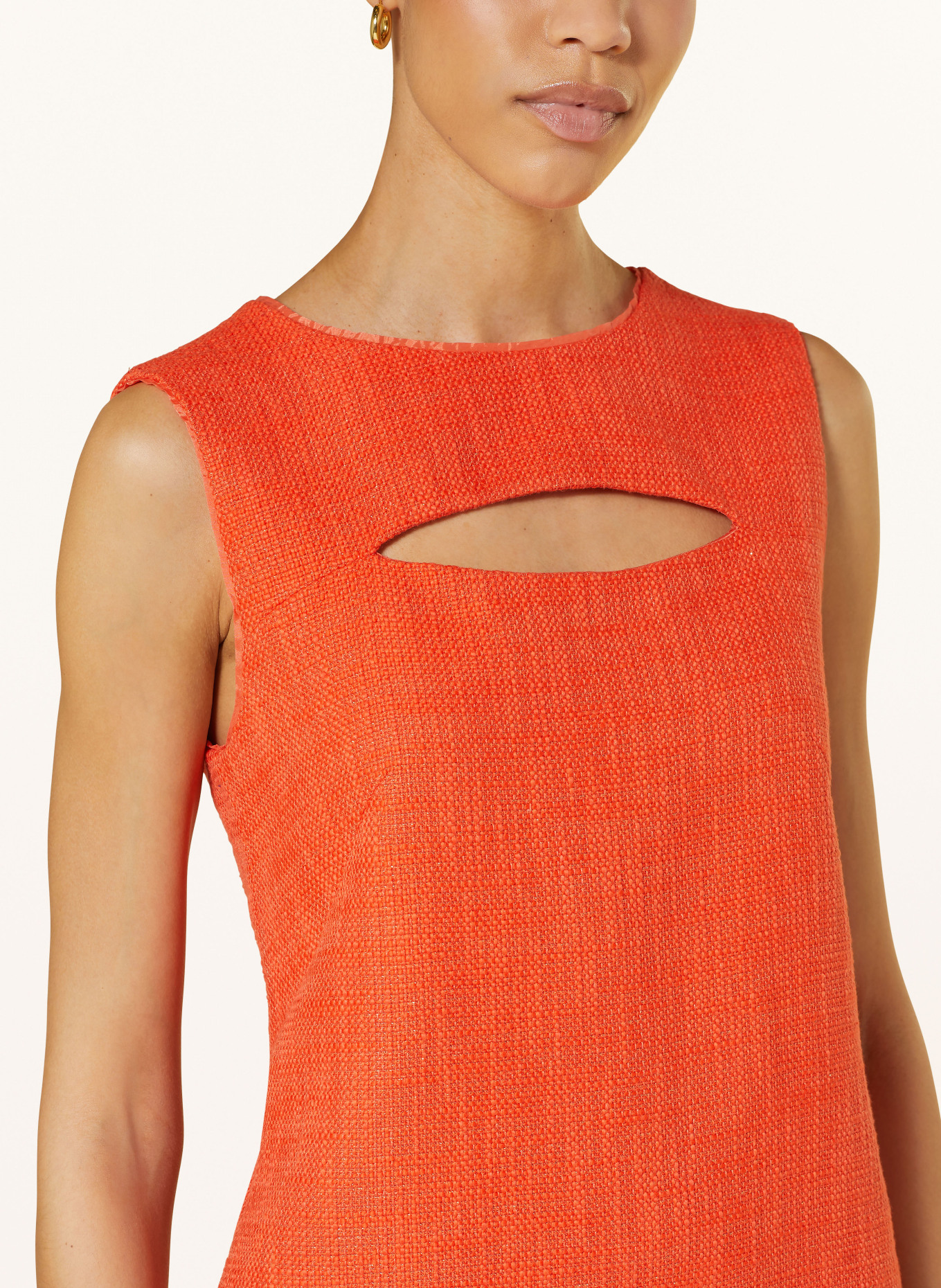 MARC CAIN Tweed-Kleid mit Glitzergarn: 223 bright tomato