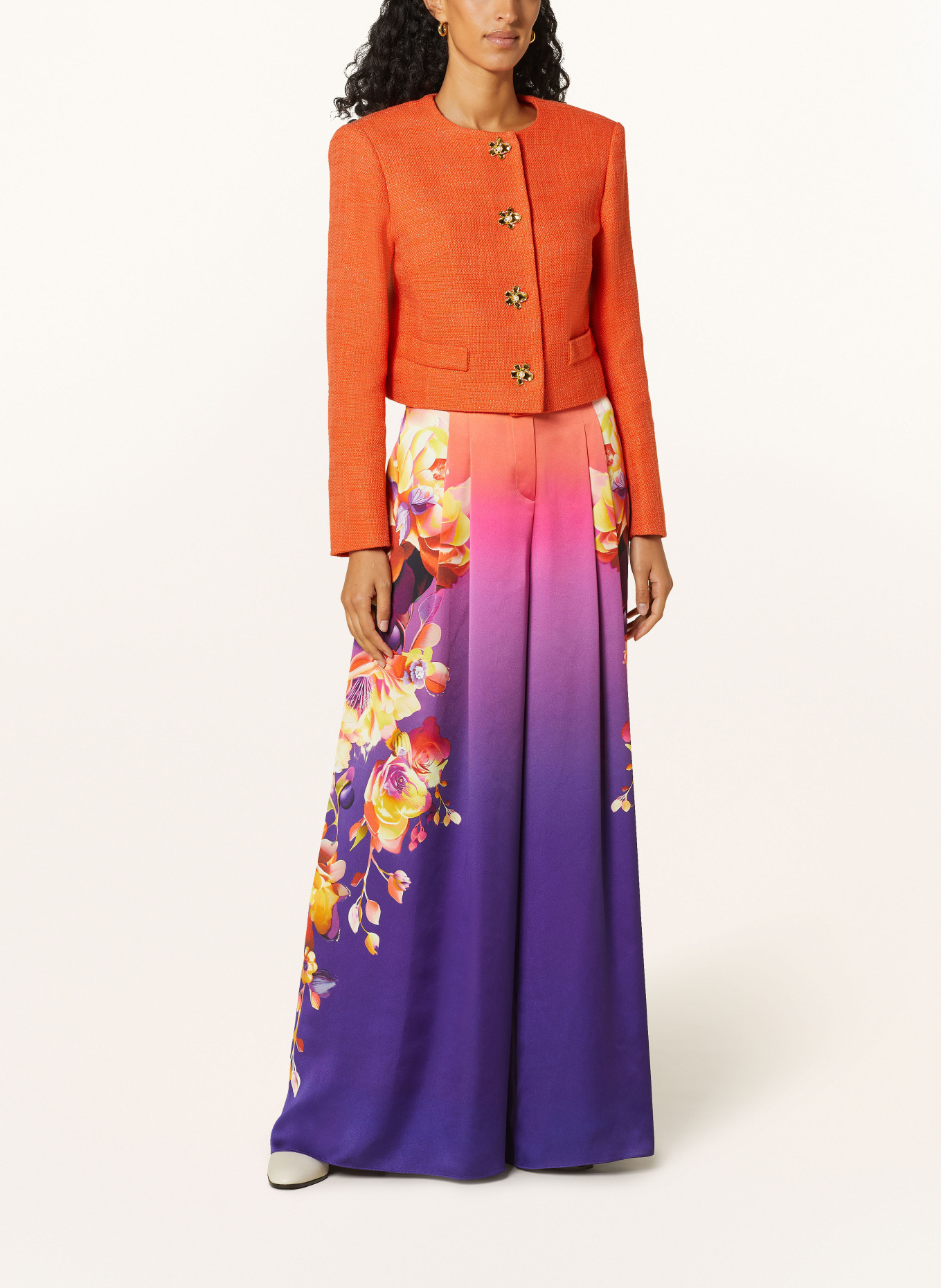 MARC CAIN Wide leg trousers in satin, Color: 748 deep purple (Image 2)