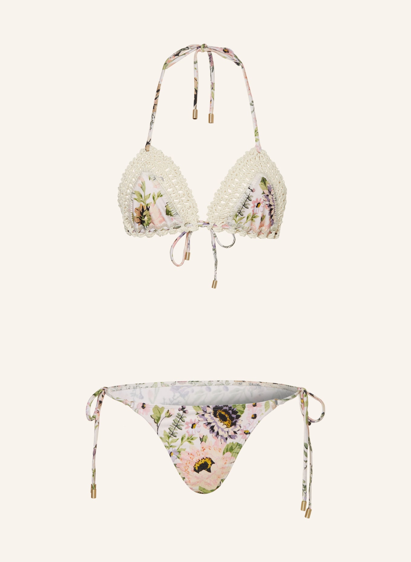 ZIMMERMANN Triangle bikini HALLIDAY: CREAM / PINK / LIGHT ORANGE