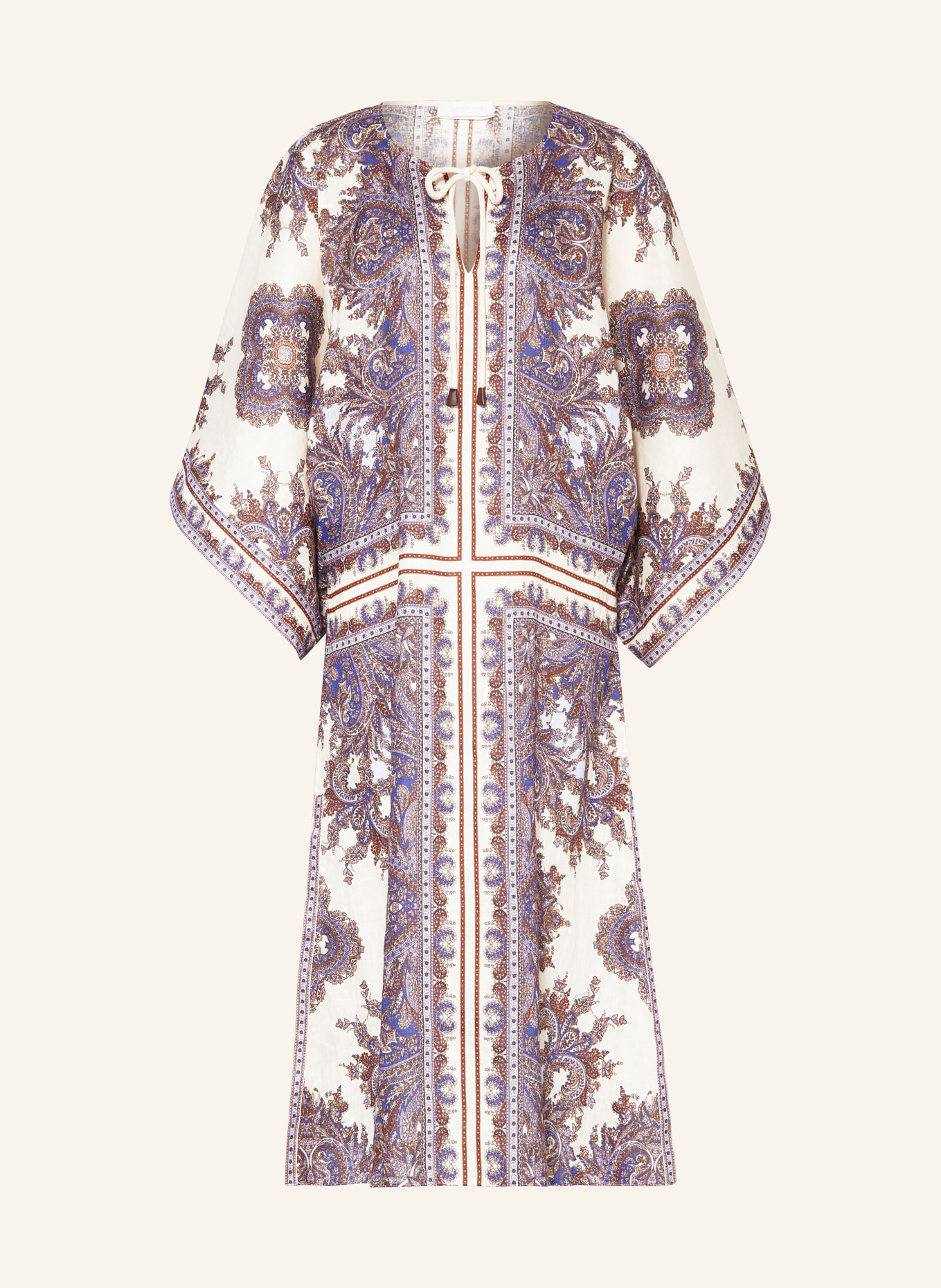 ZIMMERMANN Sukienka letnia typu kaftan OTTIE z lnu, Kolor: KREMOWY/ LILA/ BRĄZOWY (Obrazek 1)