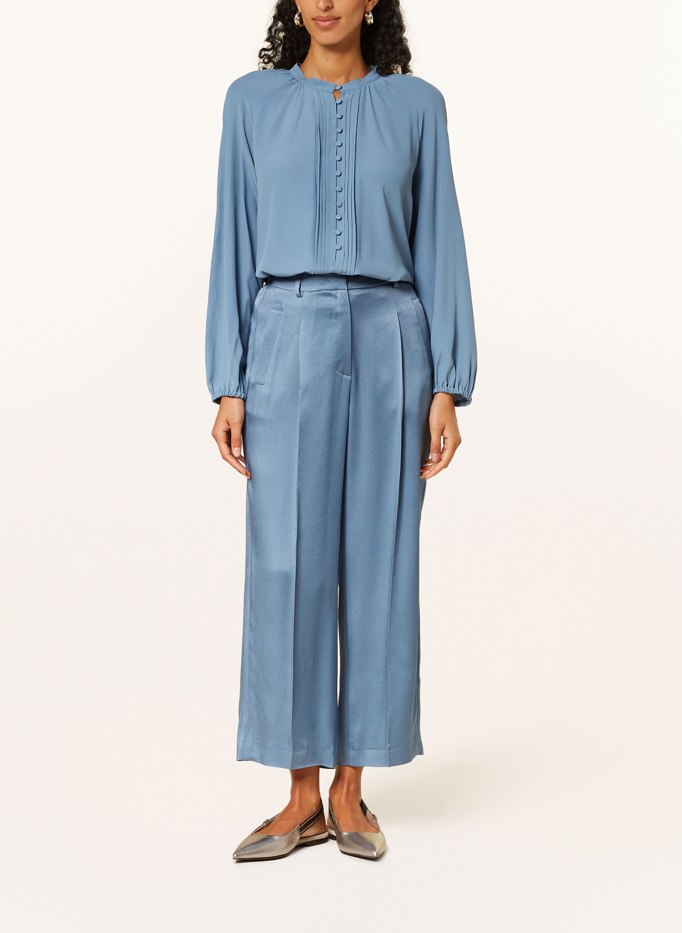 LUISA CERANO Shirt blouse with silk, Color: BLUE GRAY (Image 2)