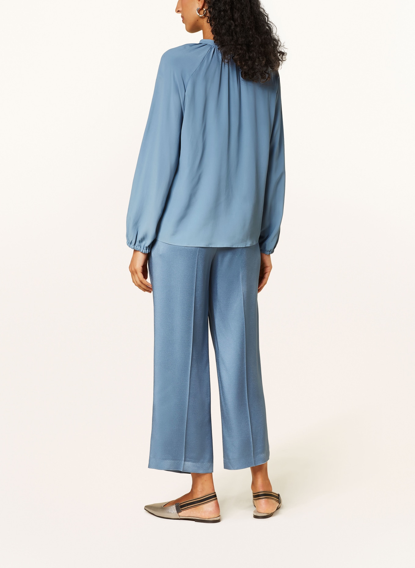 LUISA CERANO Shirt blouse with silk, Color: BLUE GRAY (Image 3)