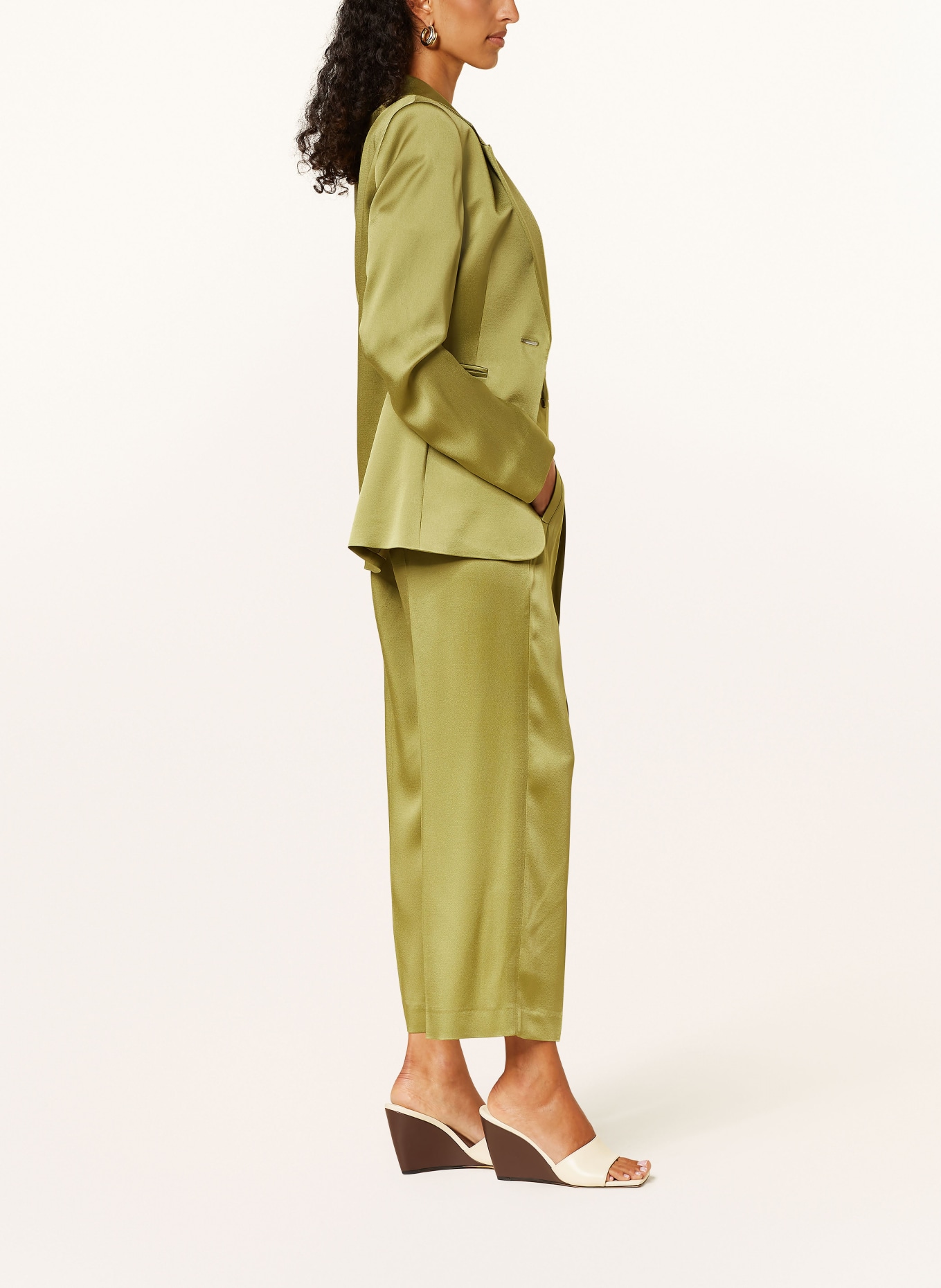 LUISA CERANO Satin culottes, Color: OLIVE (Image 4)