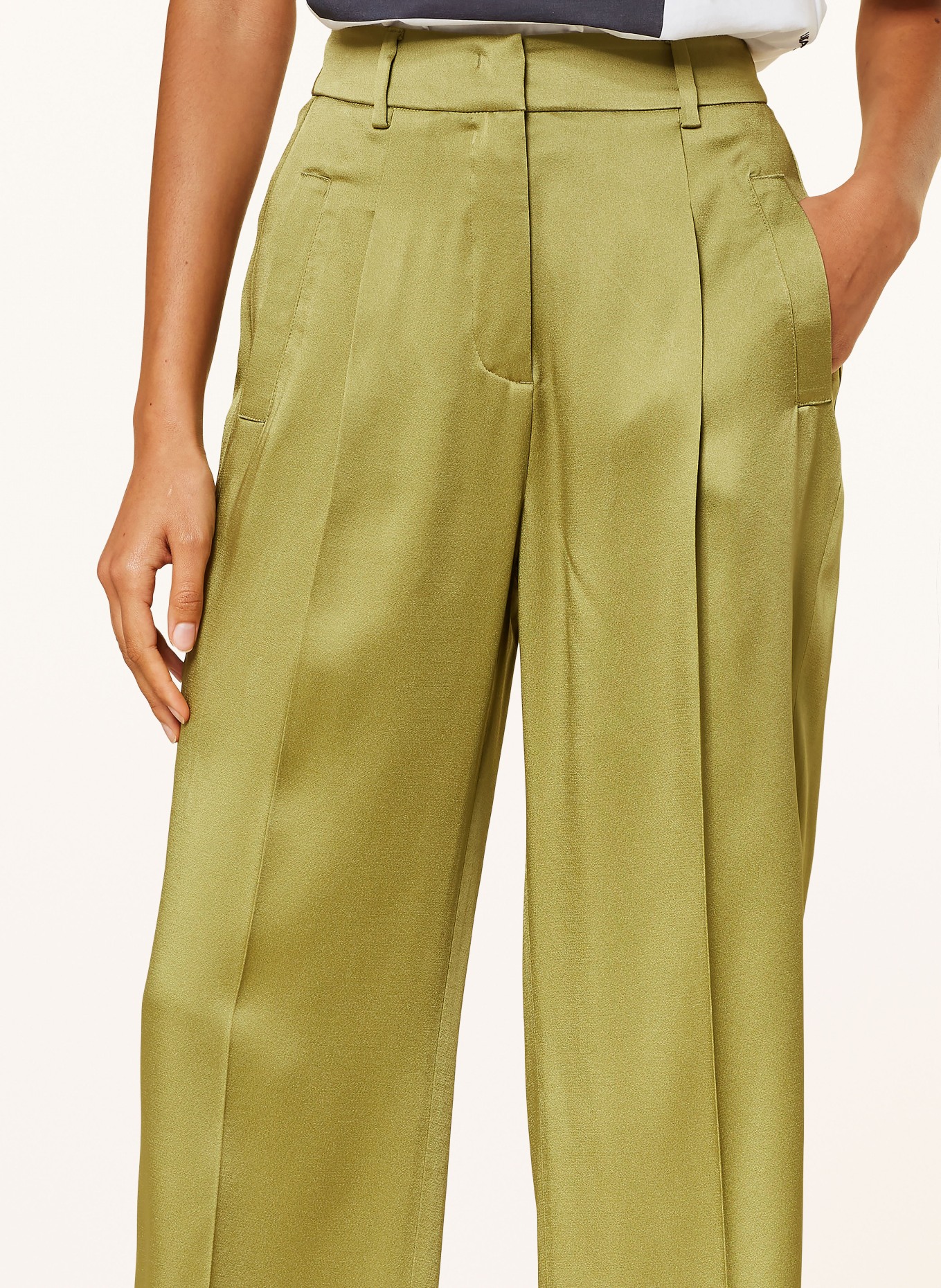 LUISA CERANO Satin culottes, Color: OLIVE (Image 5)