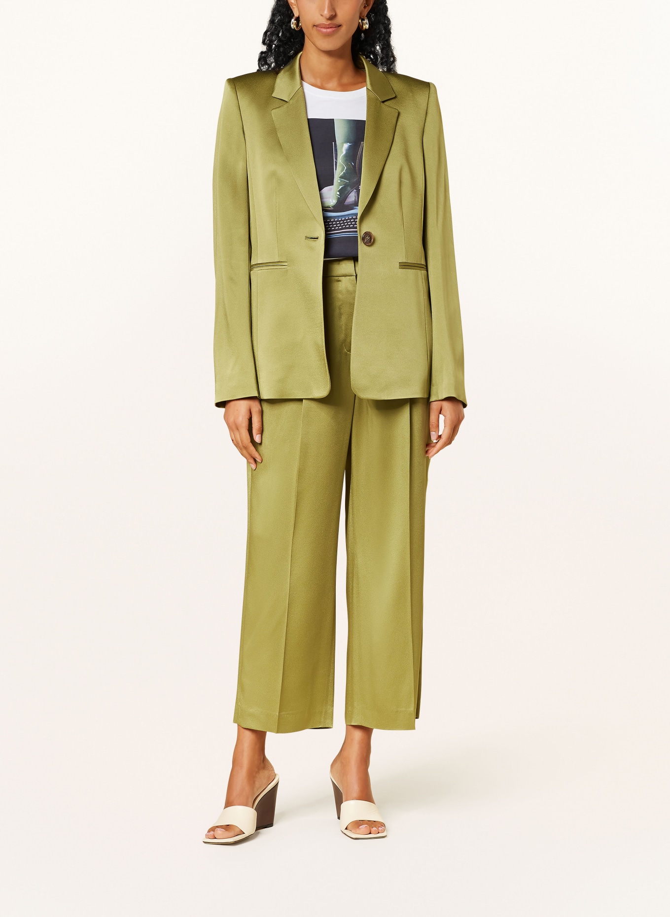 LUISA CERANO Satin blazer, Color: OLIVE (Image 2)