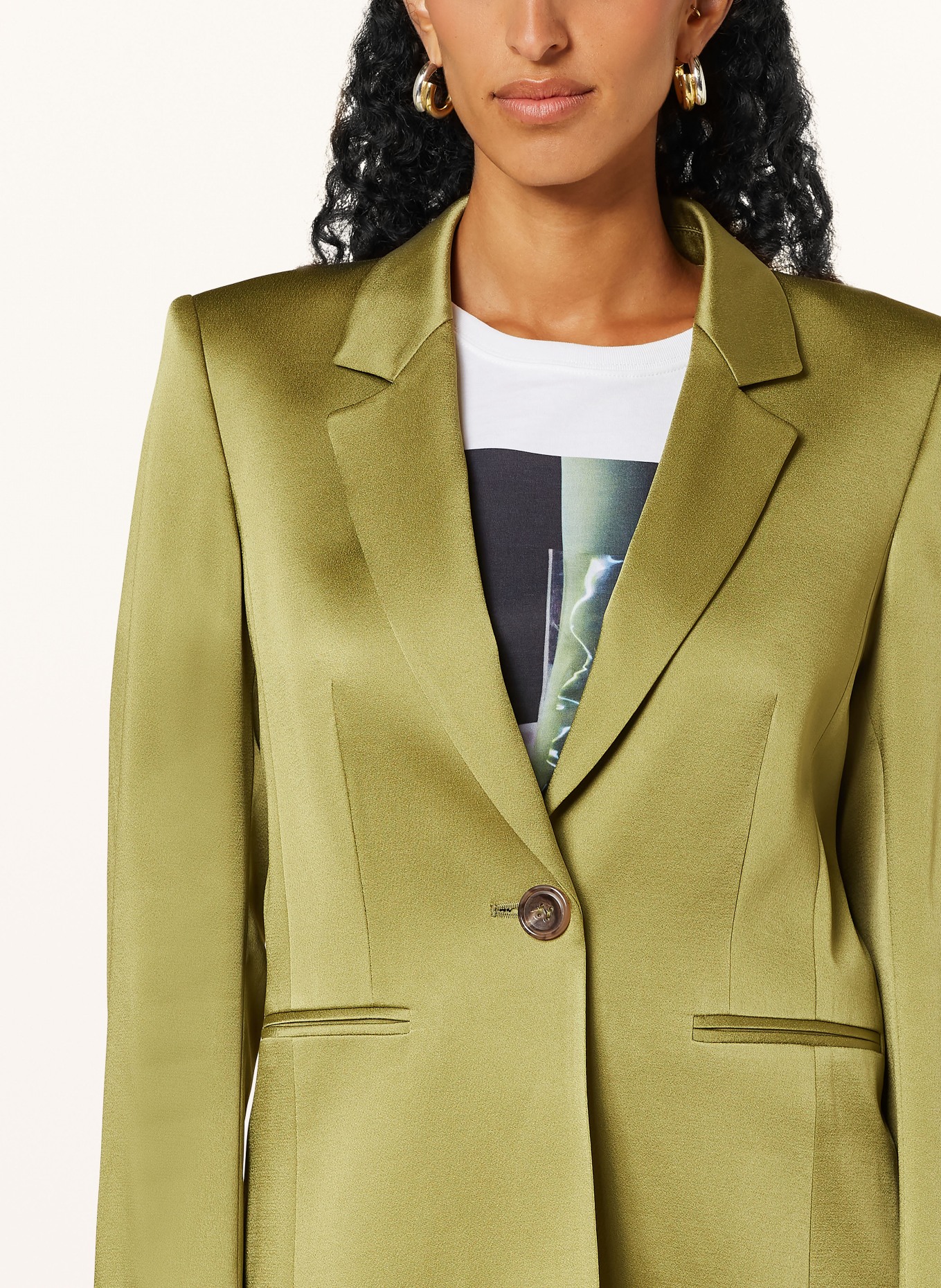 LUISA CERANO Satin blazer, Color: OLIVE (Image 4)