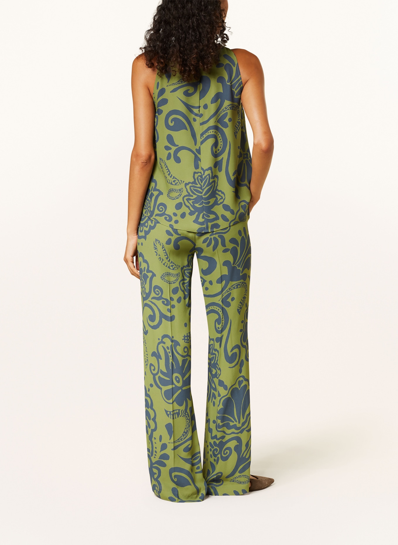 LUISA CERANO Wide leg trousers, Color: OLIVE/ DARK BLUE (Image 3)