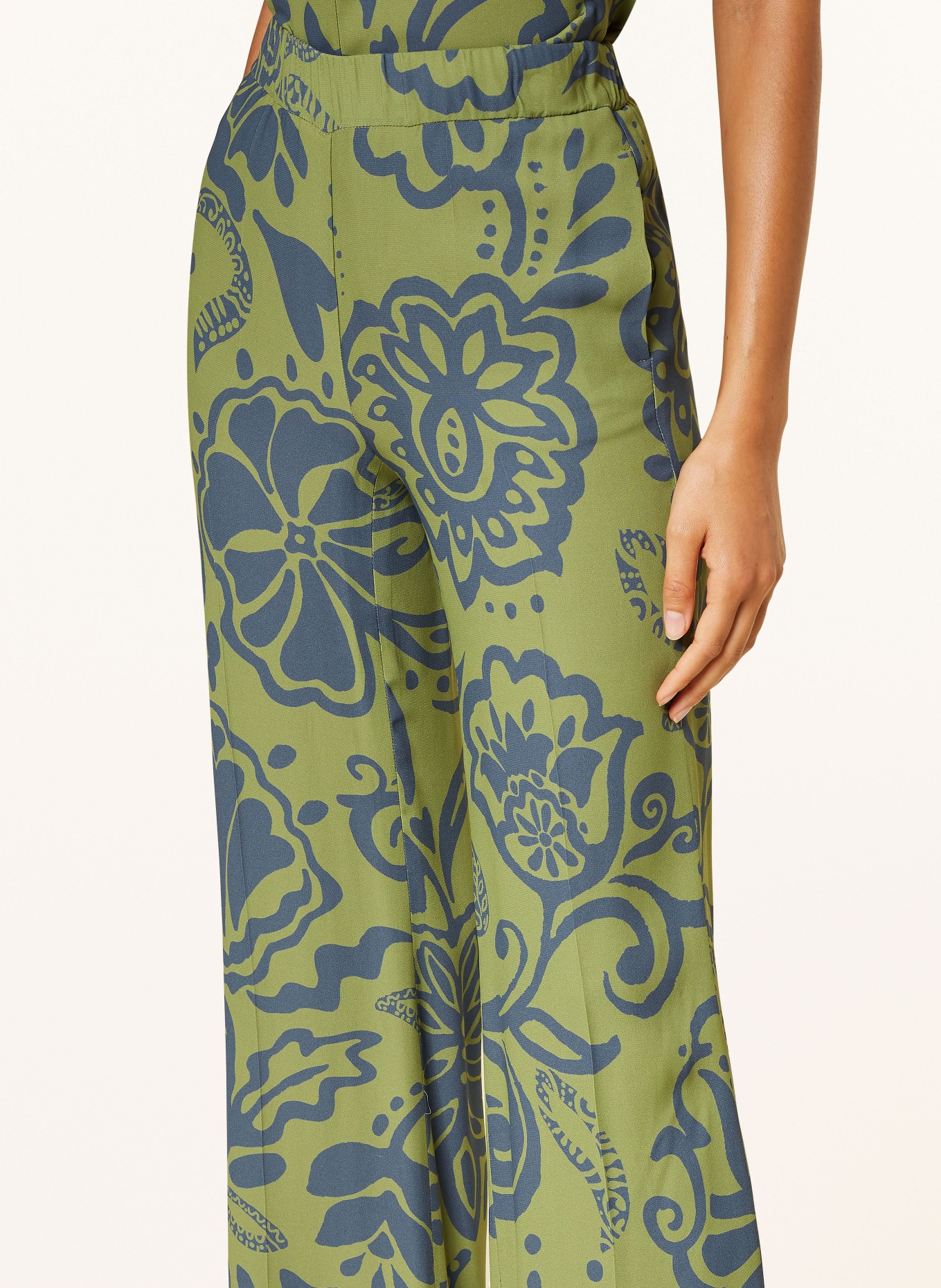 LUISA CERANO Wide leg trousers, Color: OLIVE/ DARK BLUE (Image 5)