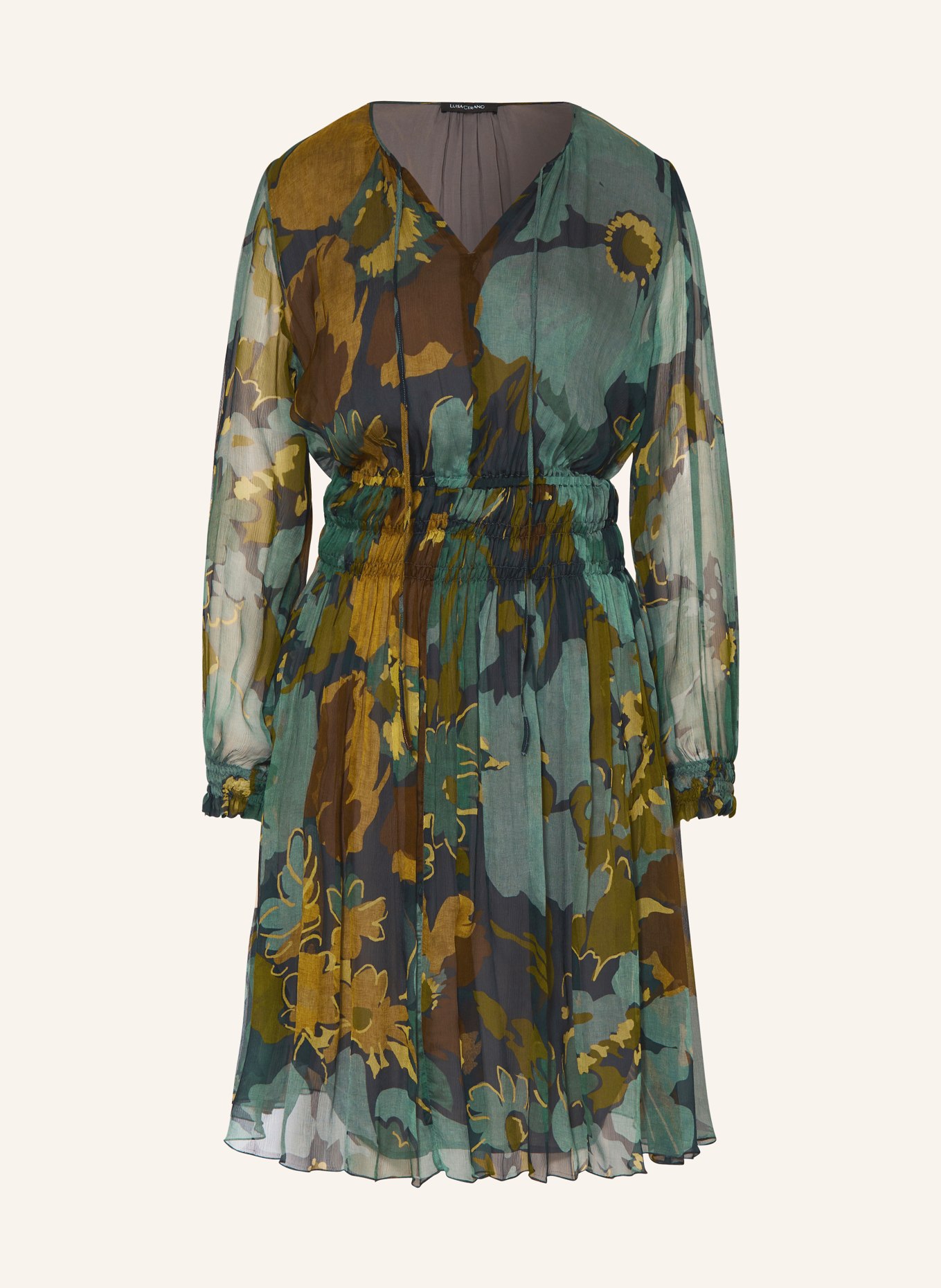 LUISA CERANO Silk dress, Color: TEAL/ OLIVE/ BLACK (Image 1)