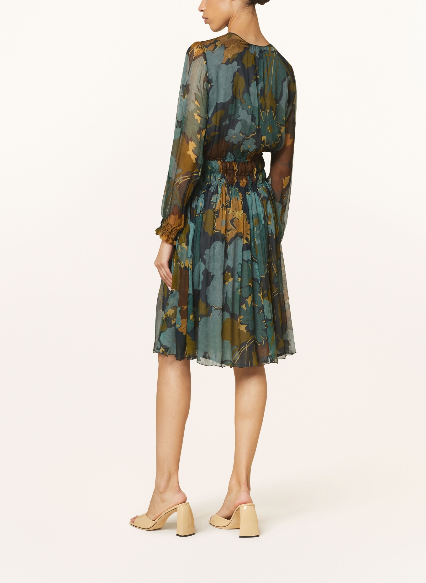 LUISA CERANO Silk dress, Color: TEAL/ OLIVE/ BLACK (Image 3)