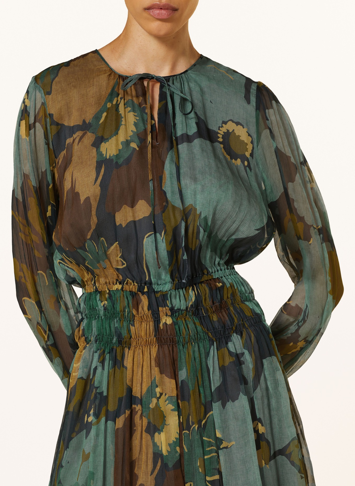 LUISA CERANO Silk dress, Color: TEAL/ OLIVE/ BLACK (Image 4)