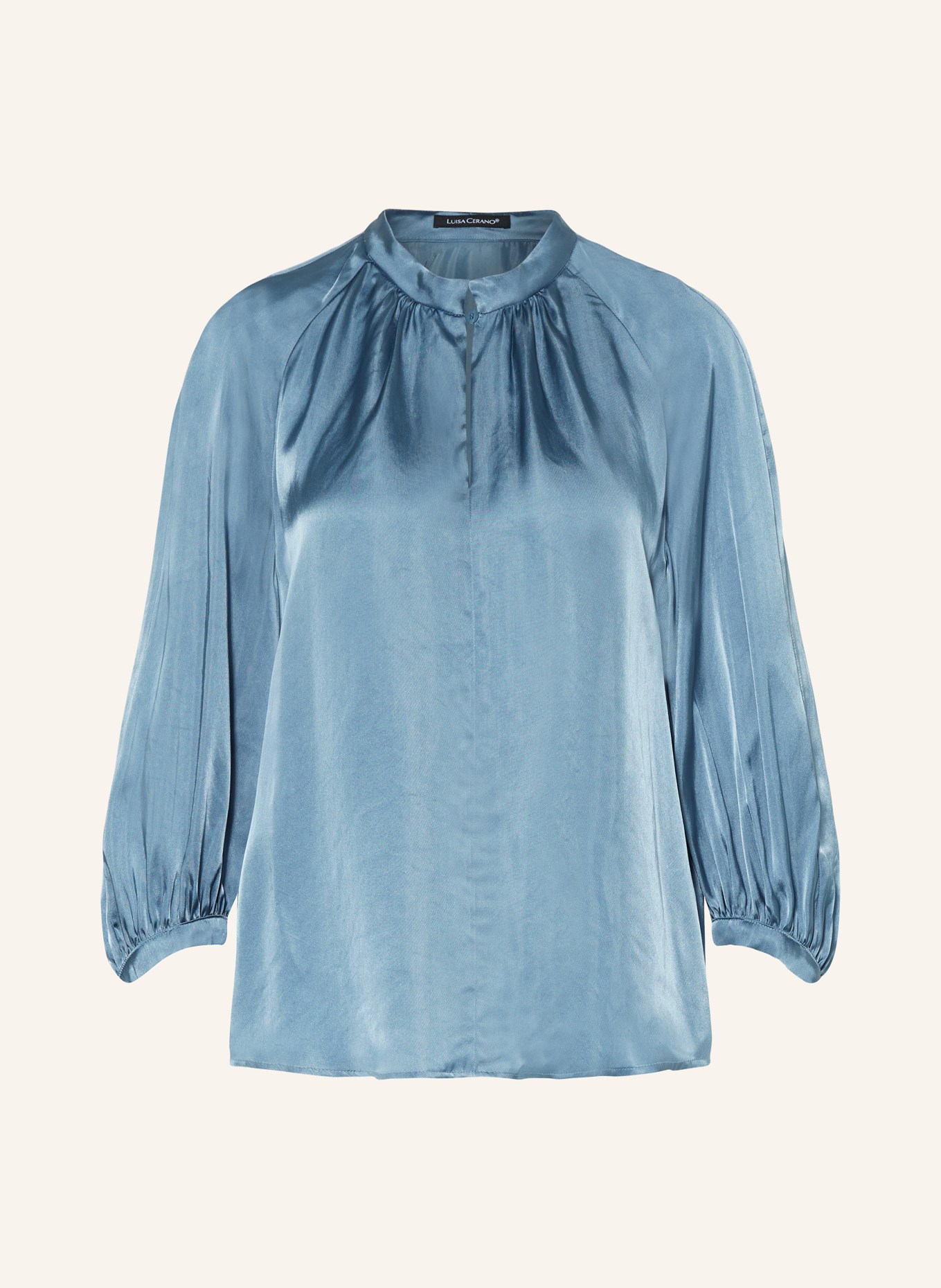 LUISA CERANO Shirt blouse made of satin with 3/4 sleeves, Color: BLUE GRAY (Image 1)