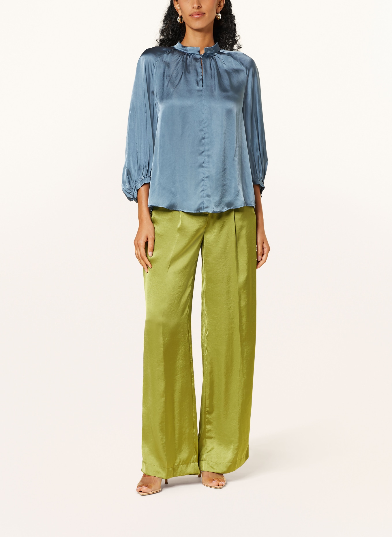 LUISA CERANO Shirt blouse made of satin with 3/4 sleeves, Color: BLUE GRAY (Image 2)