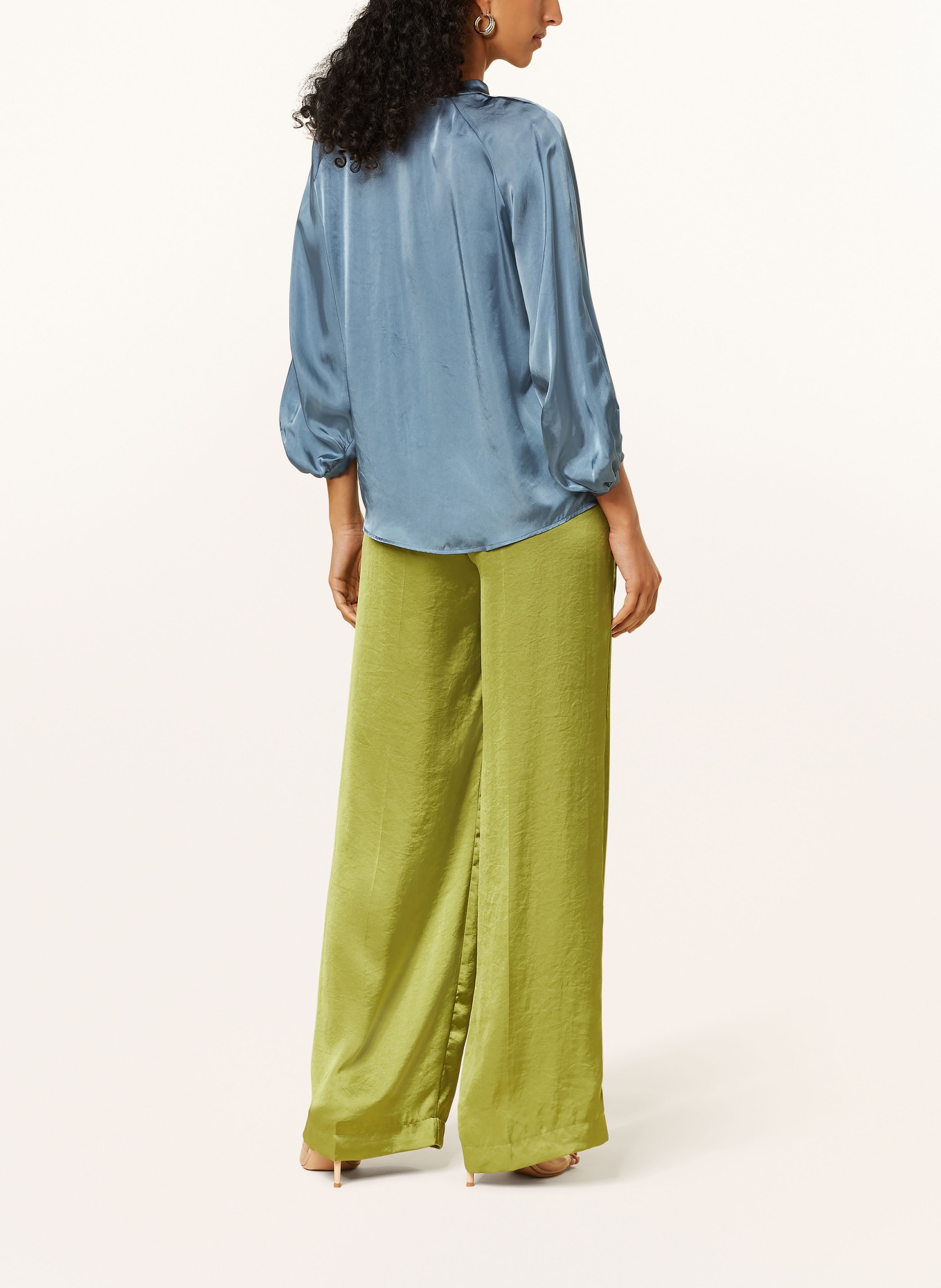 LUISA CERANO Shirt blouse made of satin with 3/4 sleeves, Color: BLUE GRAY (Image 3)