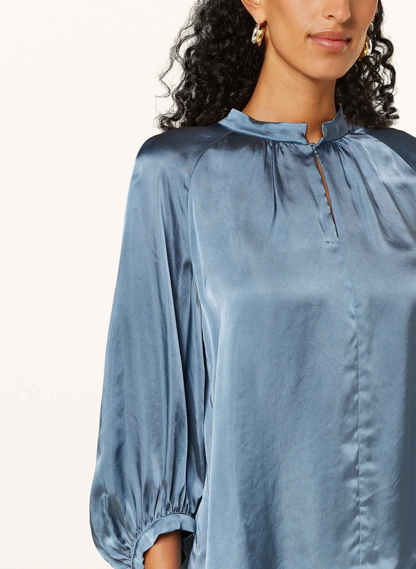 LUISA CERANO Shirt blouse made of satin with 3/4 sleeves, Color: BLUE GRAY (Image 4)