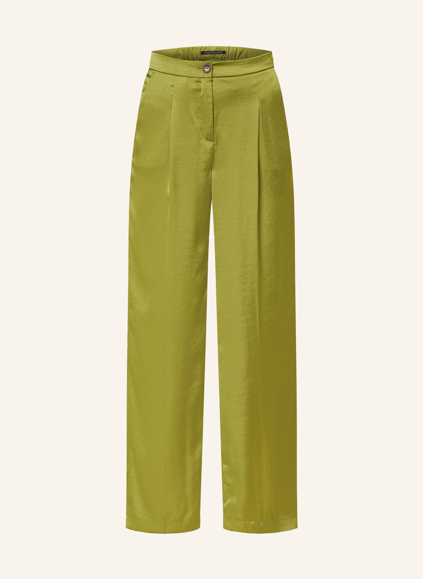 LUISA CERANO Wide leg trousers in satin, Color: OLIVE (Image 1)