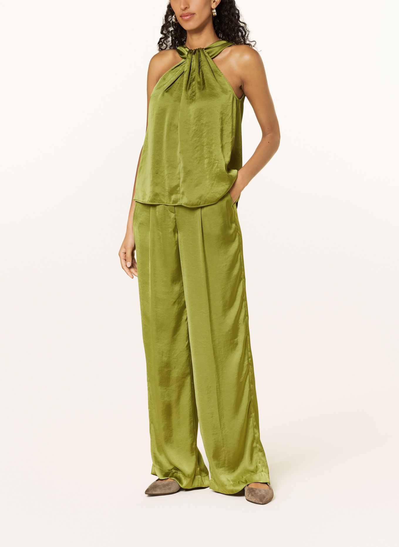 LUISA CERANO Wide leg trousers in satin, Color: OLIVE (Image 2)