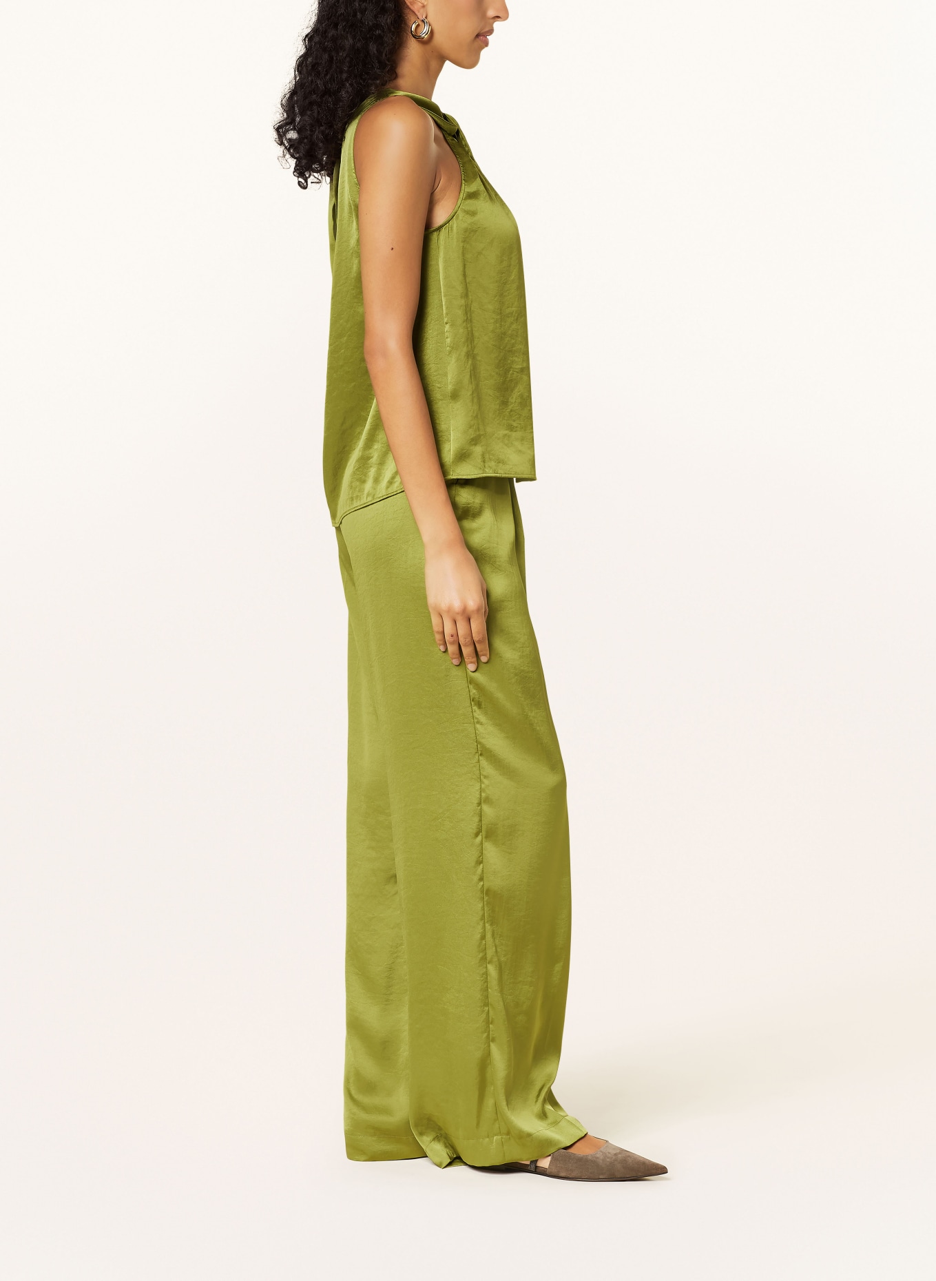 LUISA CERANO Wide leg trousers in satin, Color: OLIVE (Image 4)