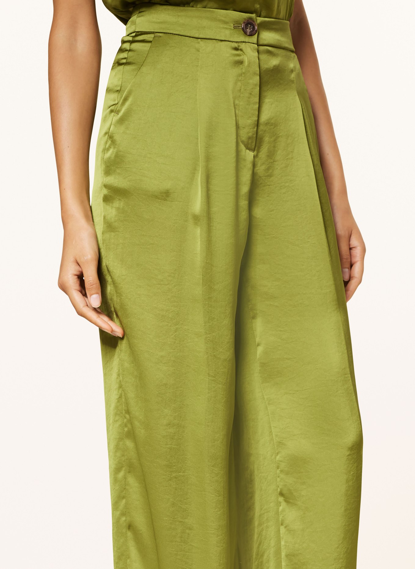 LUISA CERANO Wide leg trousers in satin, Color: OLIVE (Image 5)