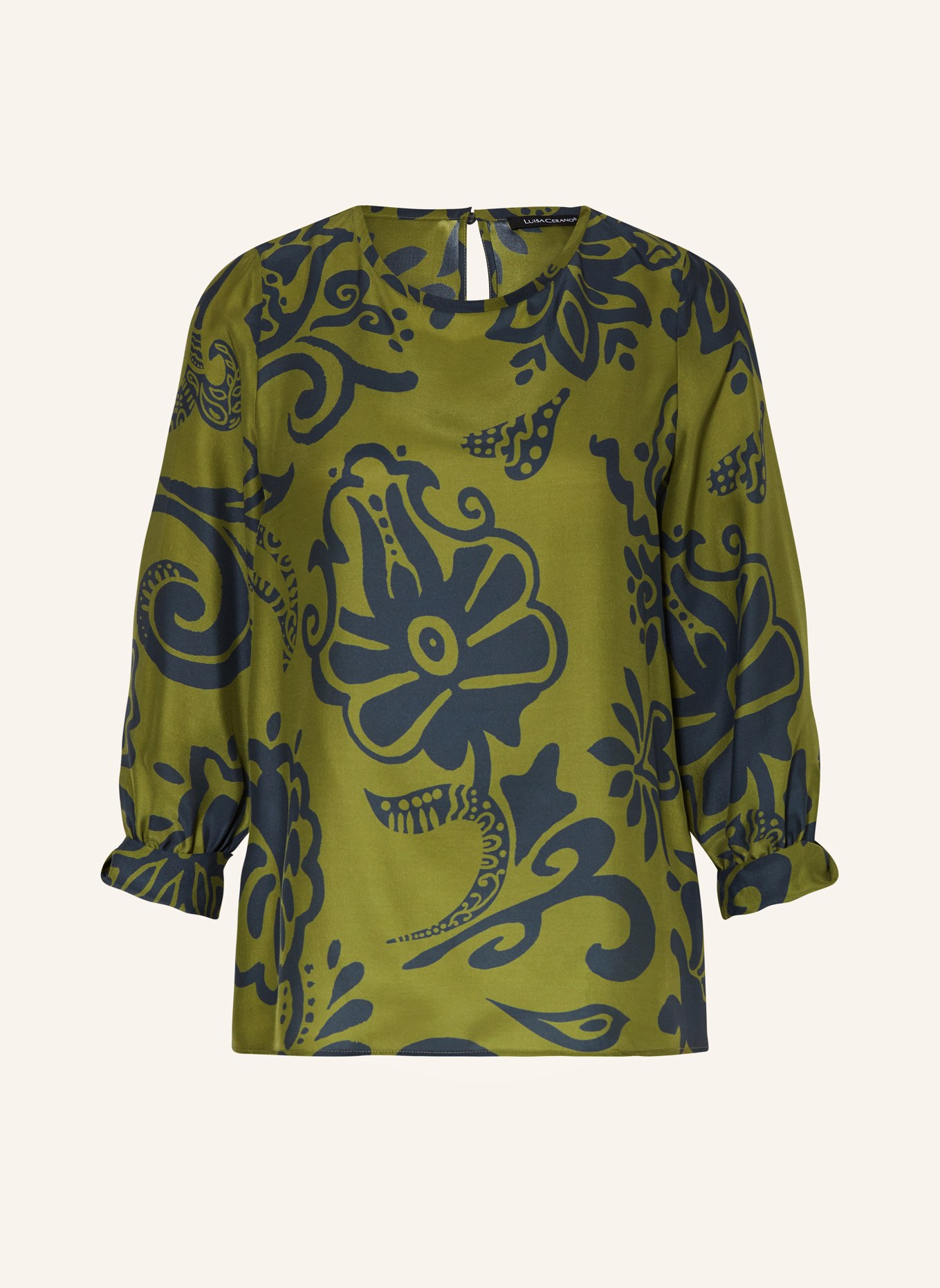 LUISA CERANO Shirt blouse with 3/4 sleeves, Color: GREEN/ DARK GRAY (Image 1)