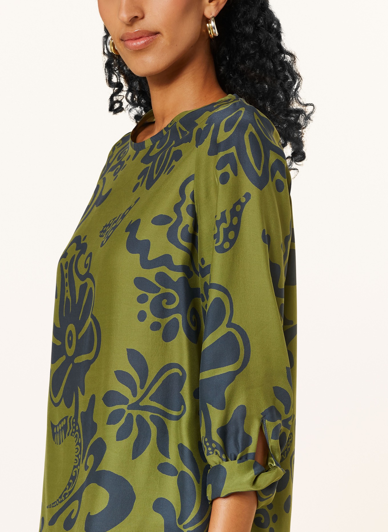 LUISA CERANO Shirt blouse with 3/4 sleeves, Color: GREEN/ DARK GRAY (Image 4)