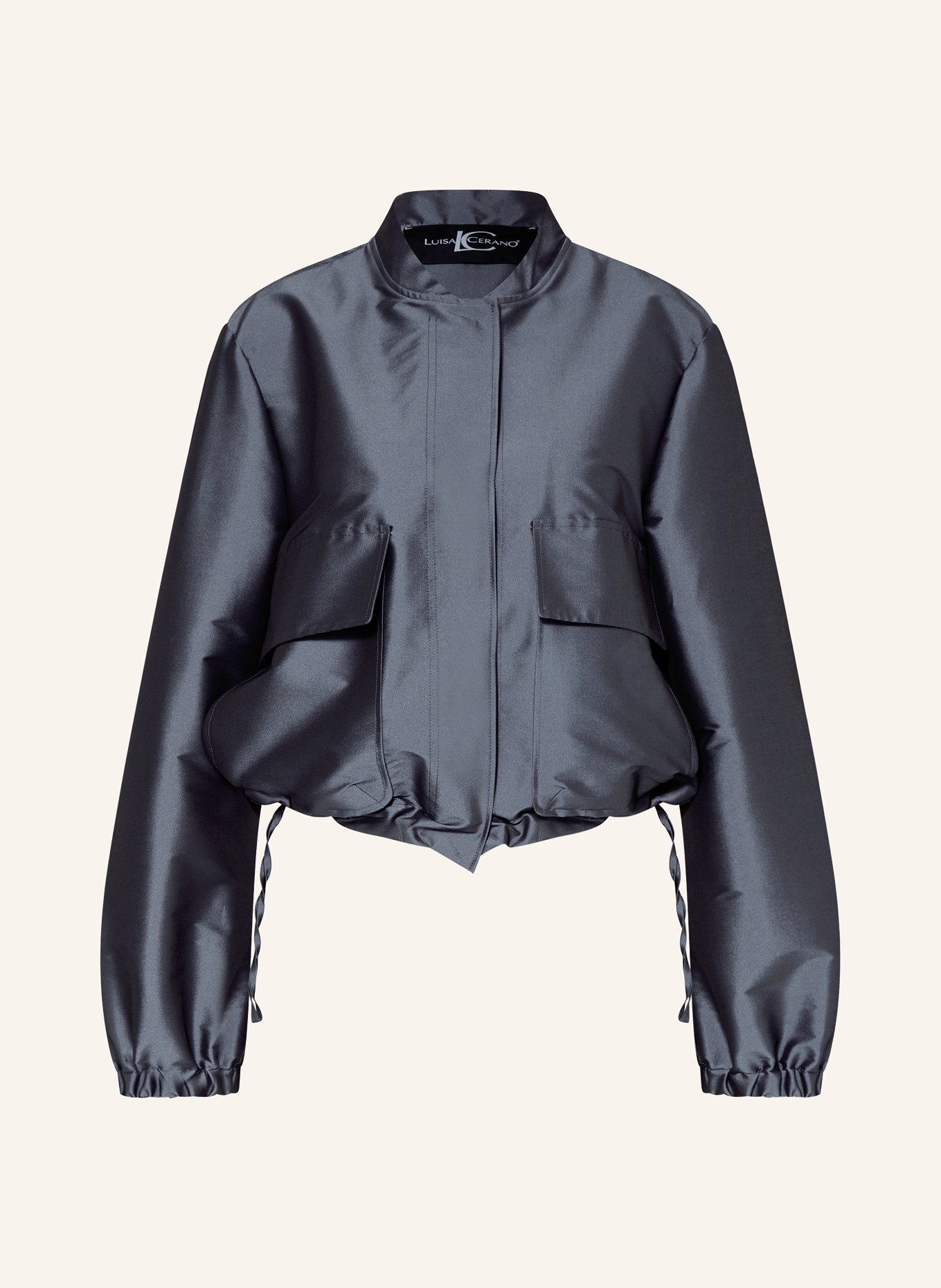 LUISA CERANO Cropped bomber jacket, Color: DARK GRAY (Image 1)