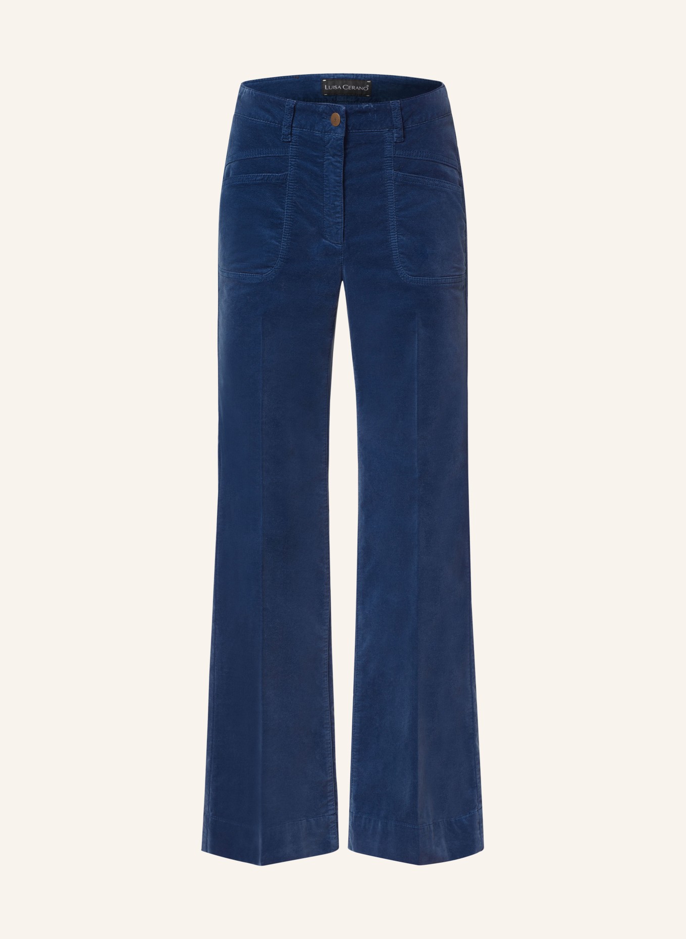 LUISA CERANO Bootcut trousers in velvet, Color: BLUE (Image 1)