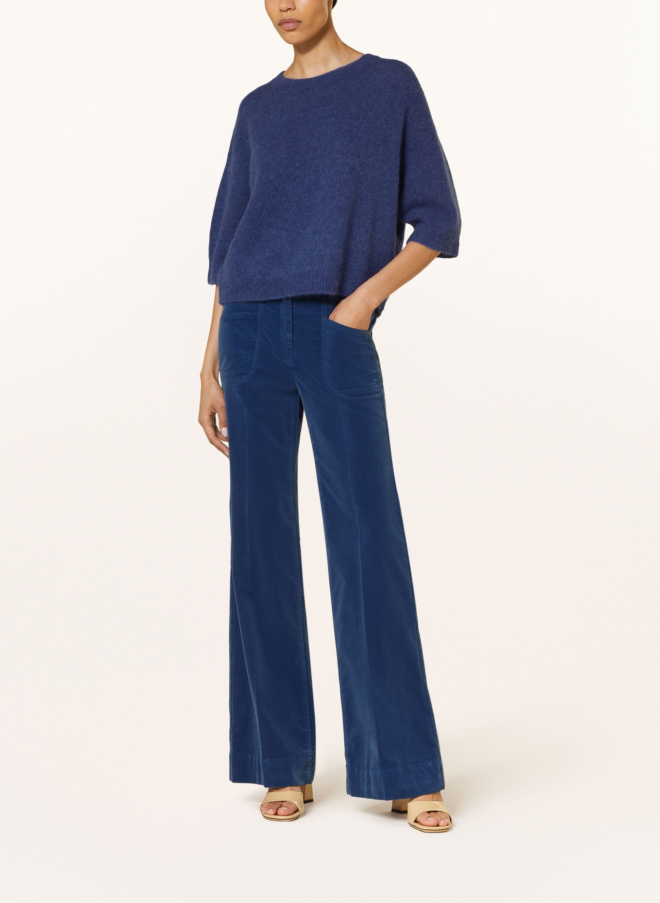 LUISA CERANO Bootcut trousers in velvet, Color: BLUE (Image 2)