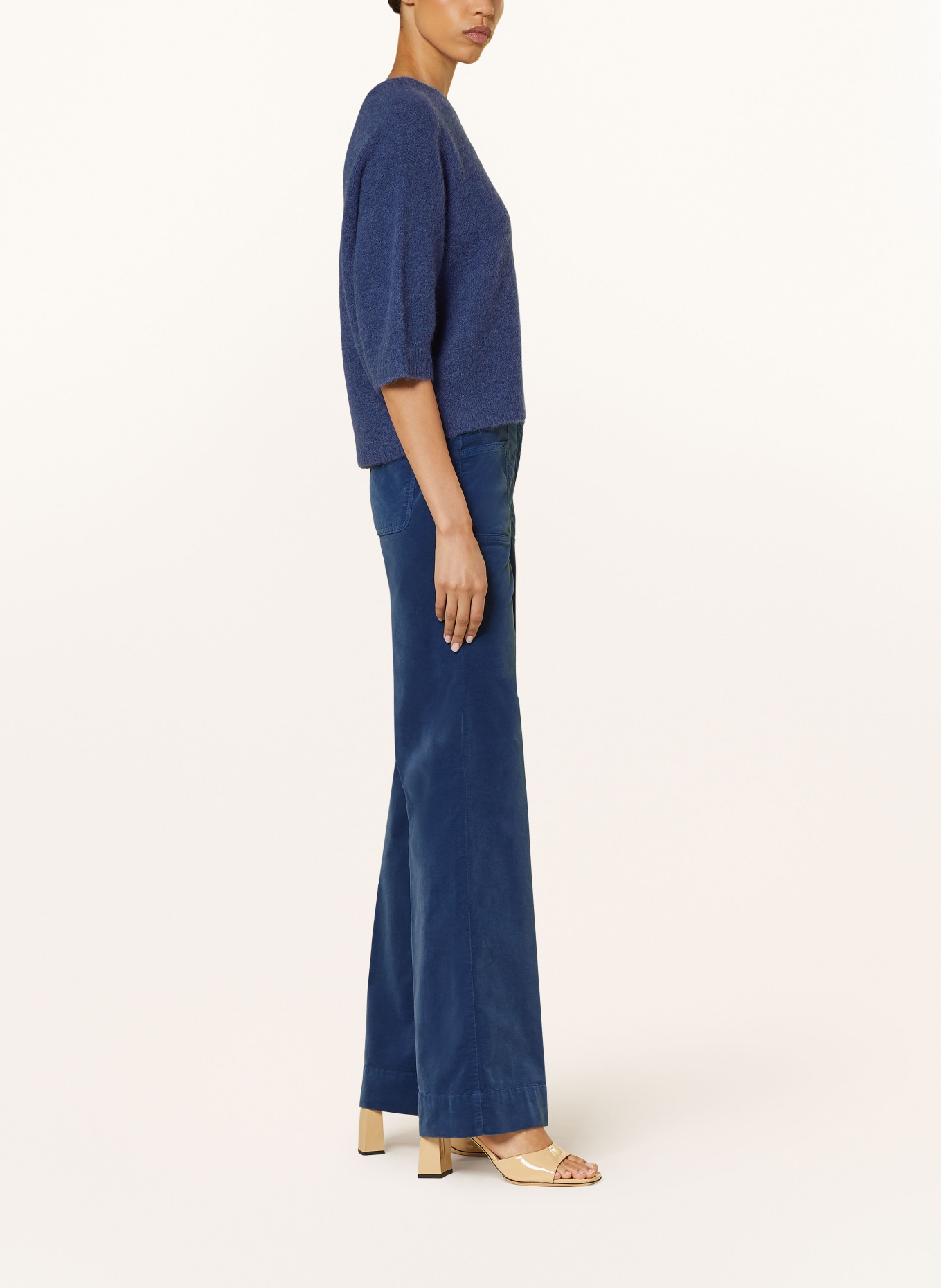 LUISA CERANO Bootcut trousers in velvet, Color: BLUE (Image 4)