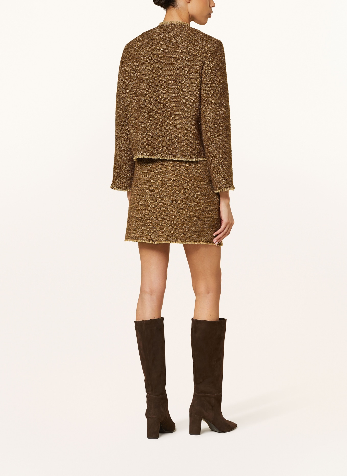 LUISA CERANO Tweed jacket with glitter thread: BROWN