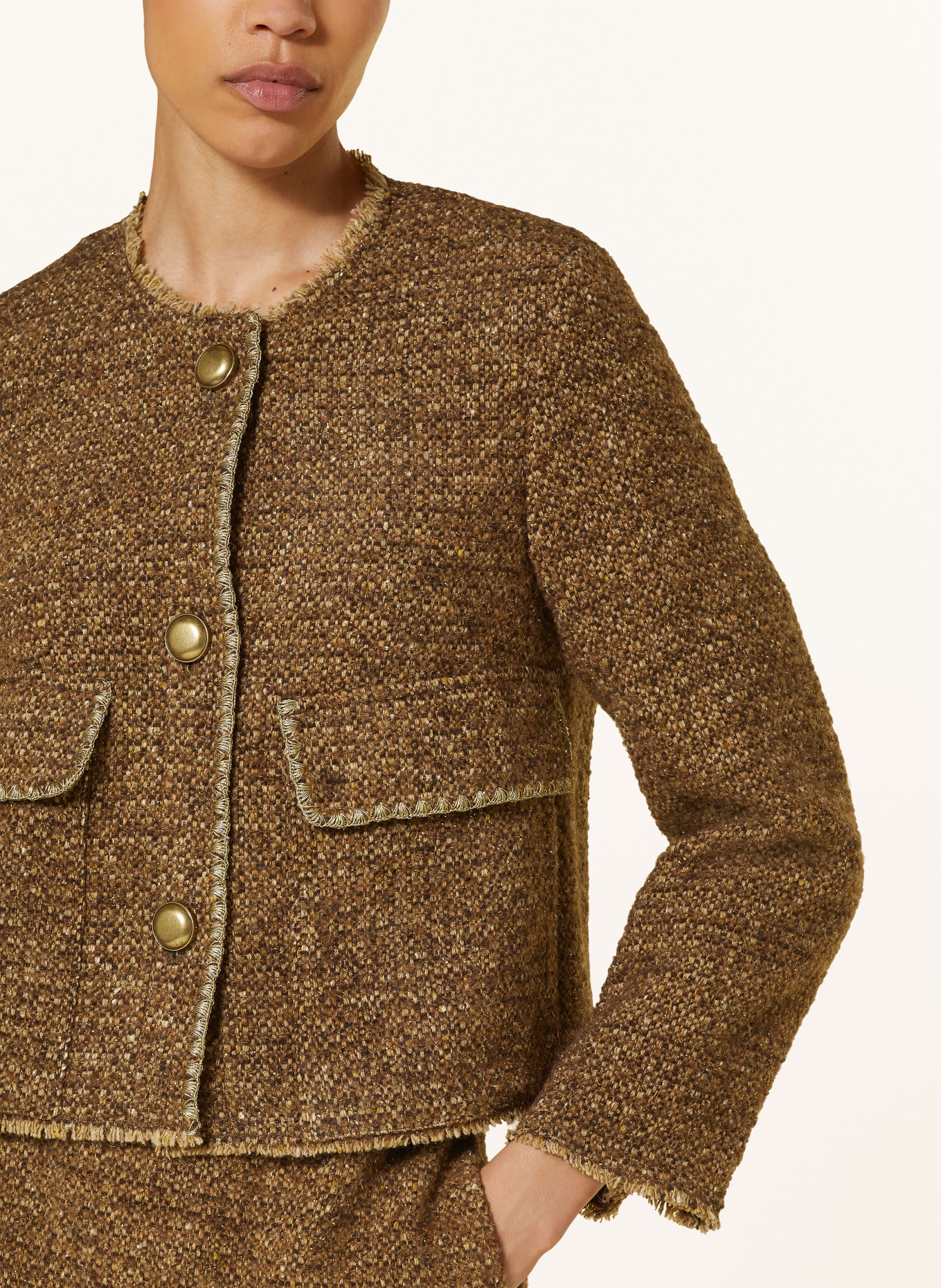 LUISA CERANO Tweed jacket with glitter thread: BROWN