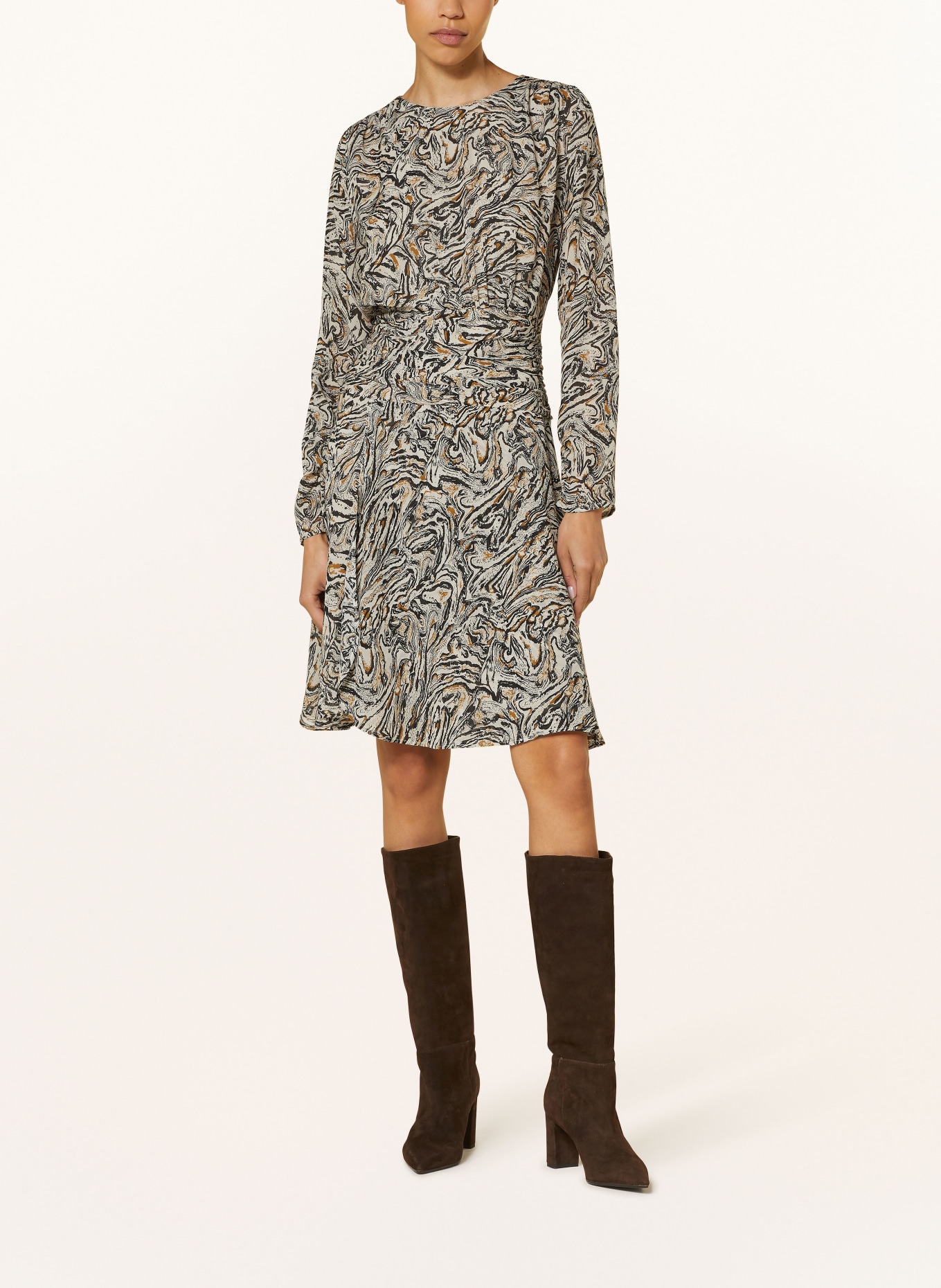 LUISA CERANO Kleid: CREME/ SCHWARZ/ COGNAC