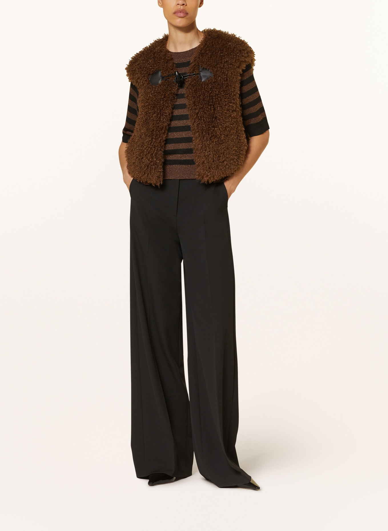 LUISA CERANO Faux fur vest, Color: BROWN (Image 2)