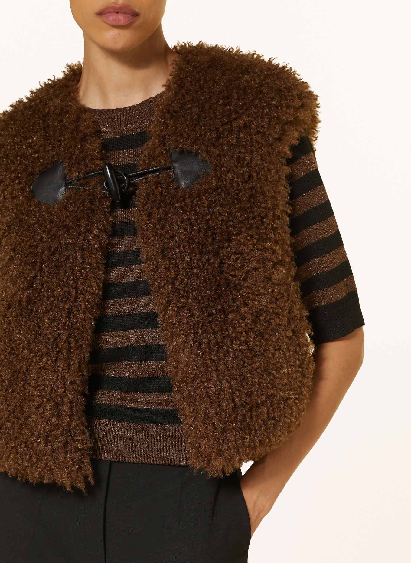 LUISA CERANO Faux fur vest, Color: BROWN (Image 4)