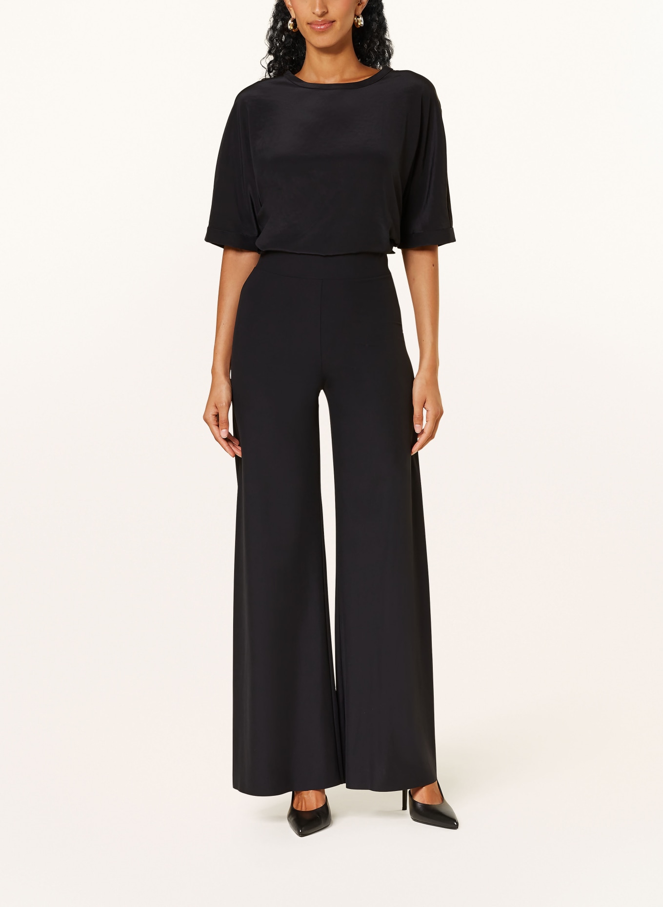 LUISA CERANO Wide leg trousers in satin, Color: BLACK (Image 2)