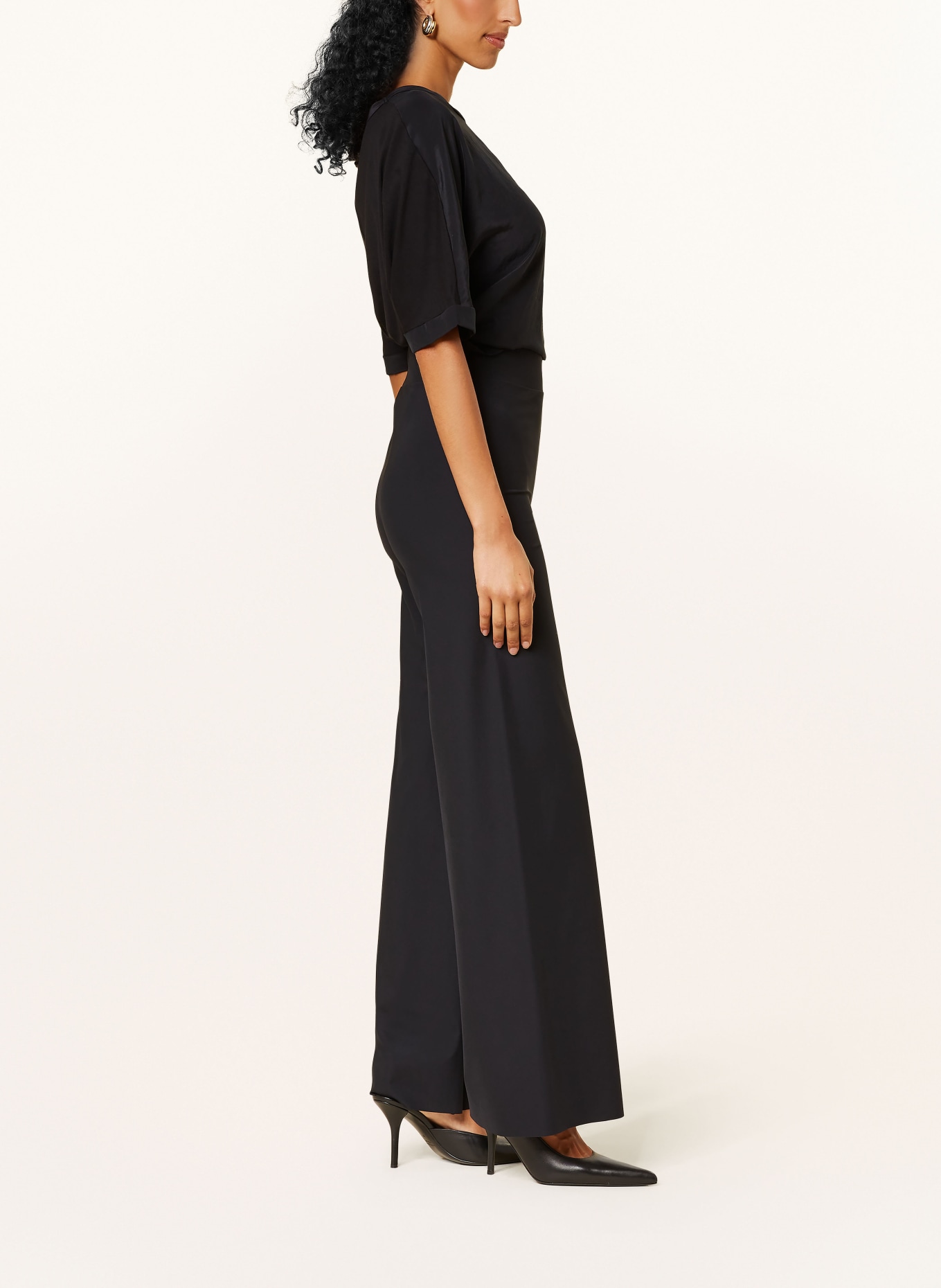 LUISA CERANO Wide leg trousers in satin, Color: BLACK (Image 4)