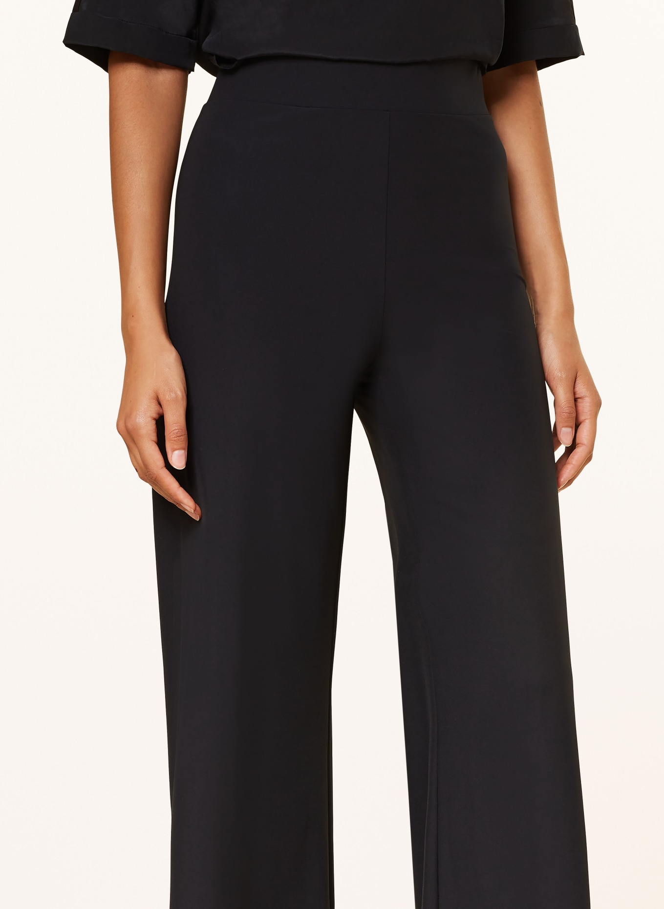 LUISA CERANO Wide leg trousers in satin, Color: BLACK (Image 5)