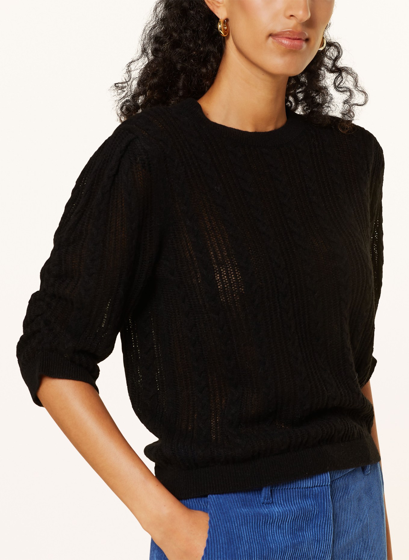 LUISA CERANO Sweter z rękawem 3/4: CZARNY
