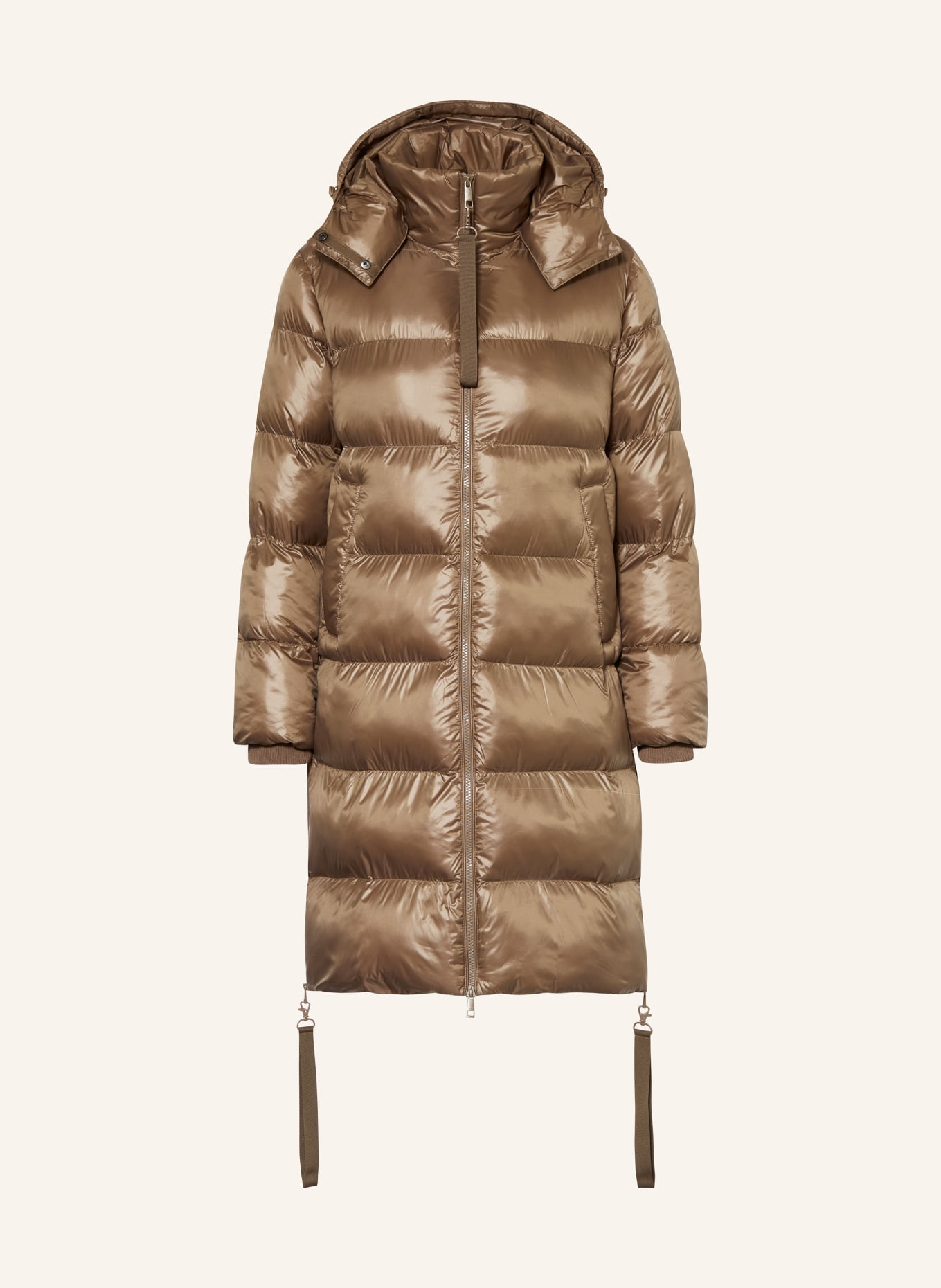 darling harbour Quilted coat with detachable hood and DUPONT™ SORONA® insulation, Color: LIGHT BROWN (Image 1)