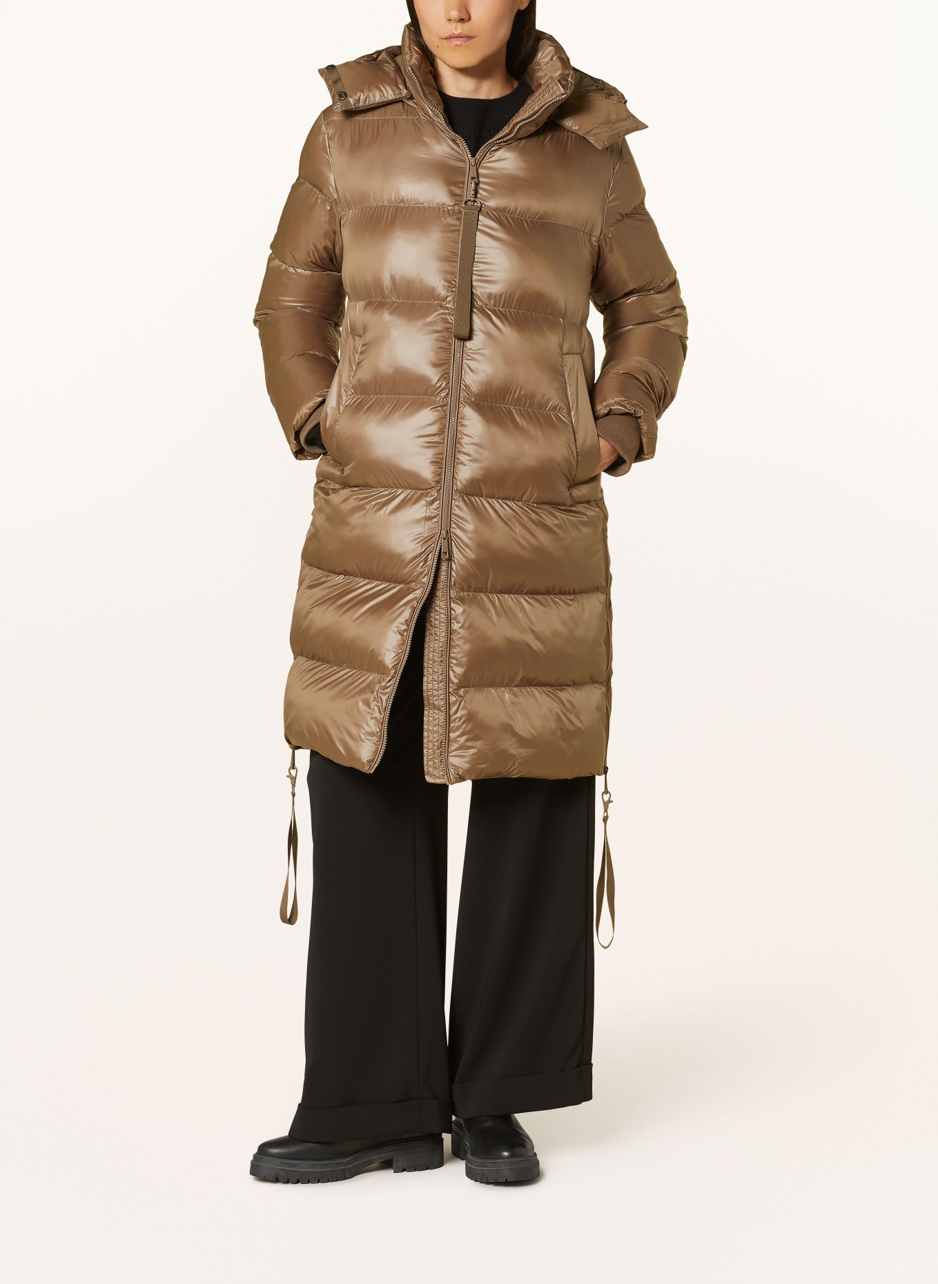 darling harbour Quilted coat with detachable hood and DUPONT™ SORONA® insulation, Color: LIGHT BROWN (Image 2)