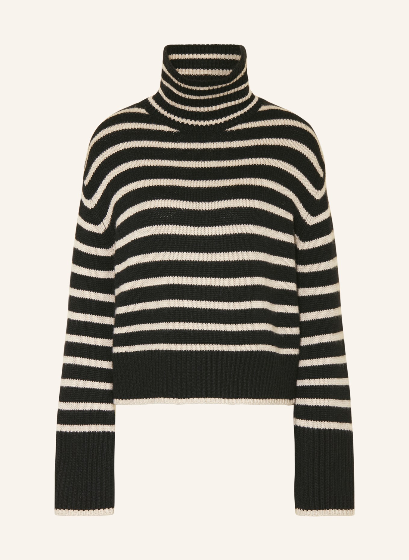 LISA YANG Cashmere sweater FLEUR, Color: BLACK/ CREAM (Image 1)