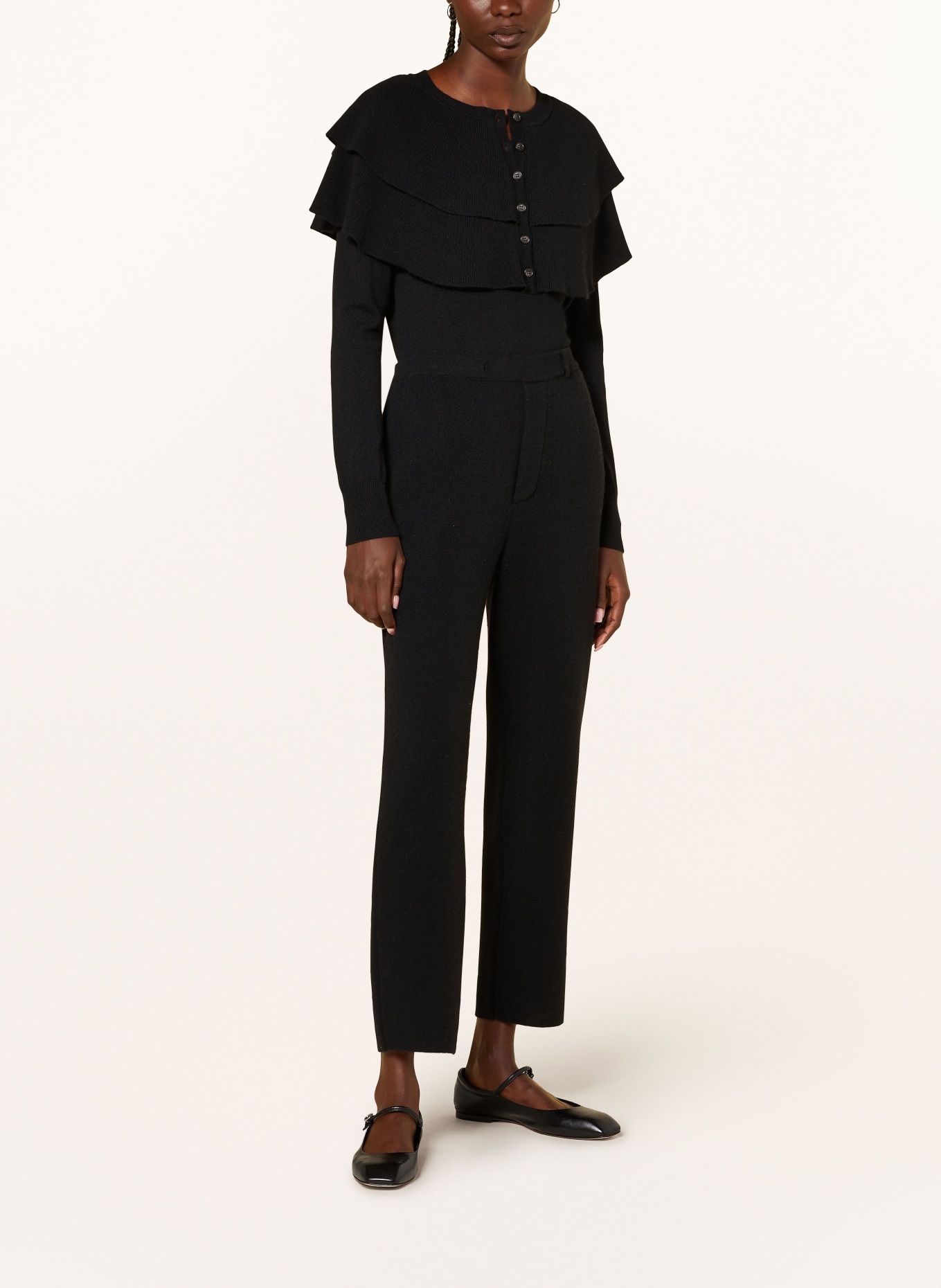 LISA YANG Cashmere-Pullover AUBREY mit Volants, Farbe: SCHWARZ (Bild 2)