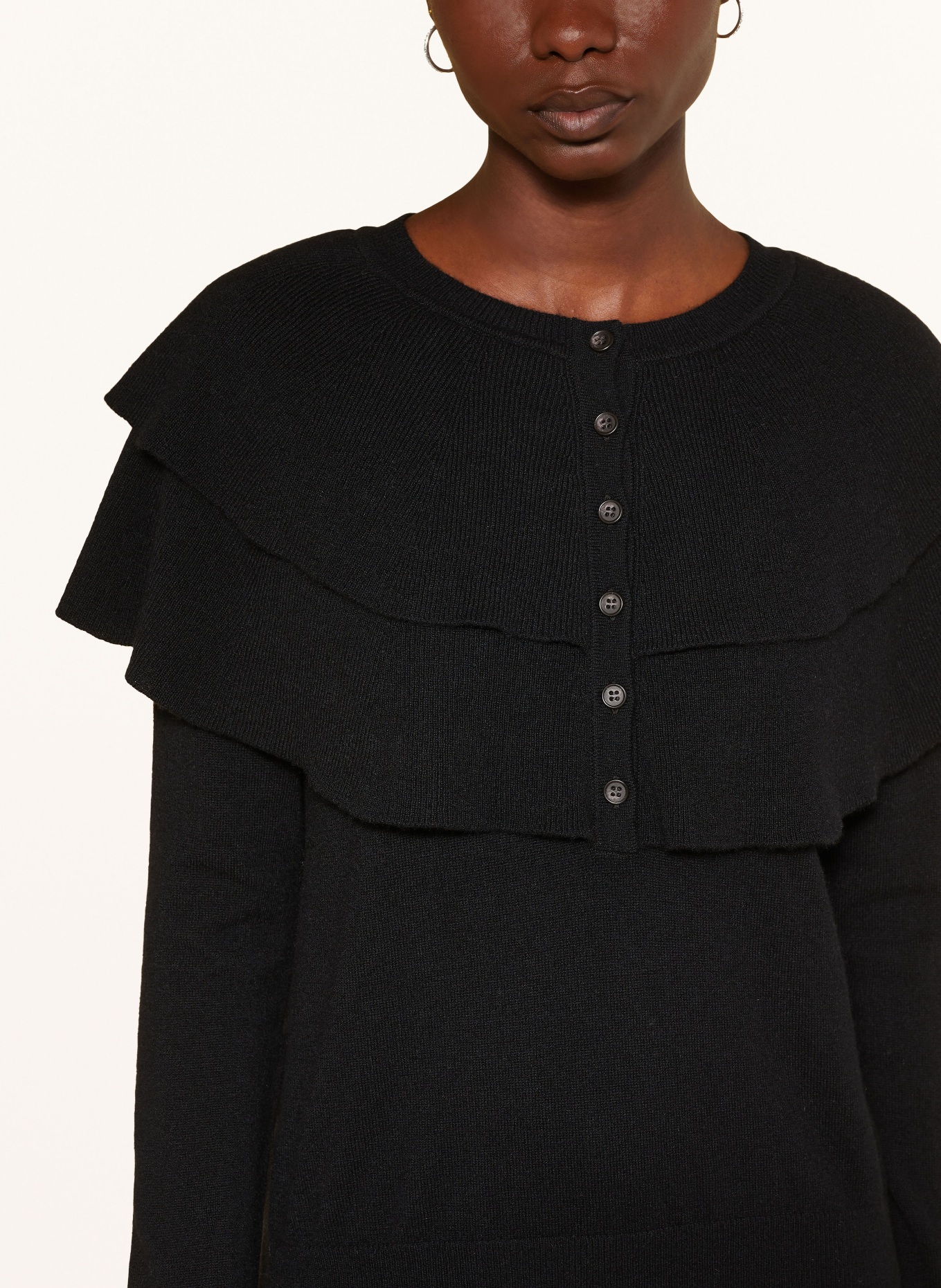LISA YANG Cashmere sweater AUBREY with frills, Color: BLACK (Image 4)