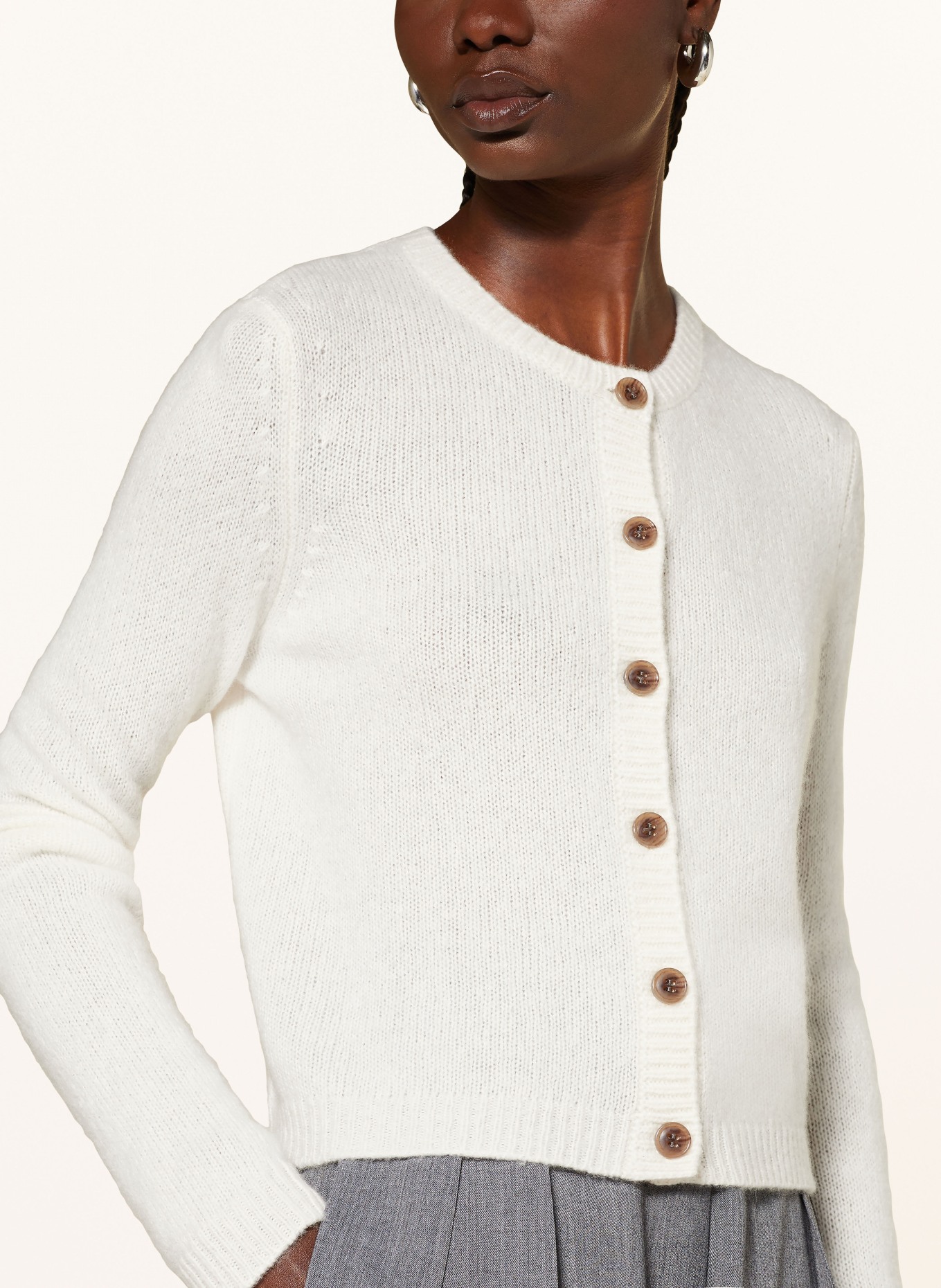 LISA YANG Cardigan with cashmere, Color: CREAM (Image 4)