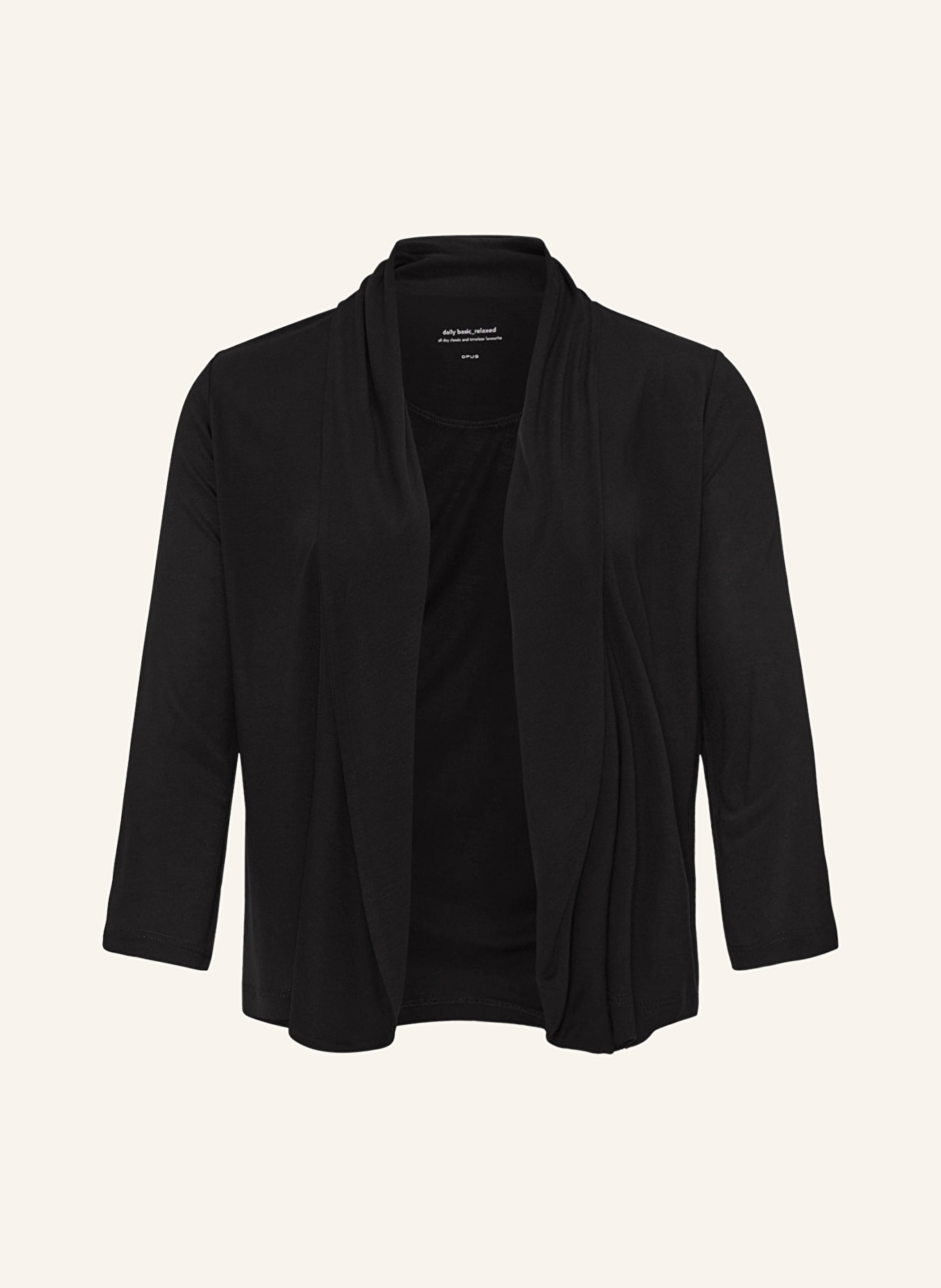OPUS Jersey cardigan SANDRINE with 3/4 sleeves, Color: BLACK (Image 1)