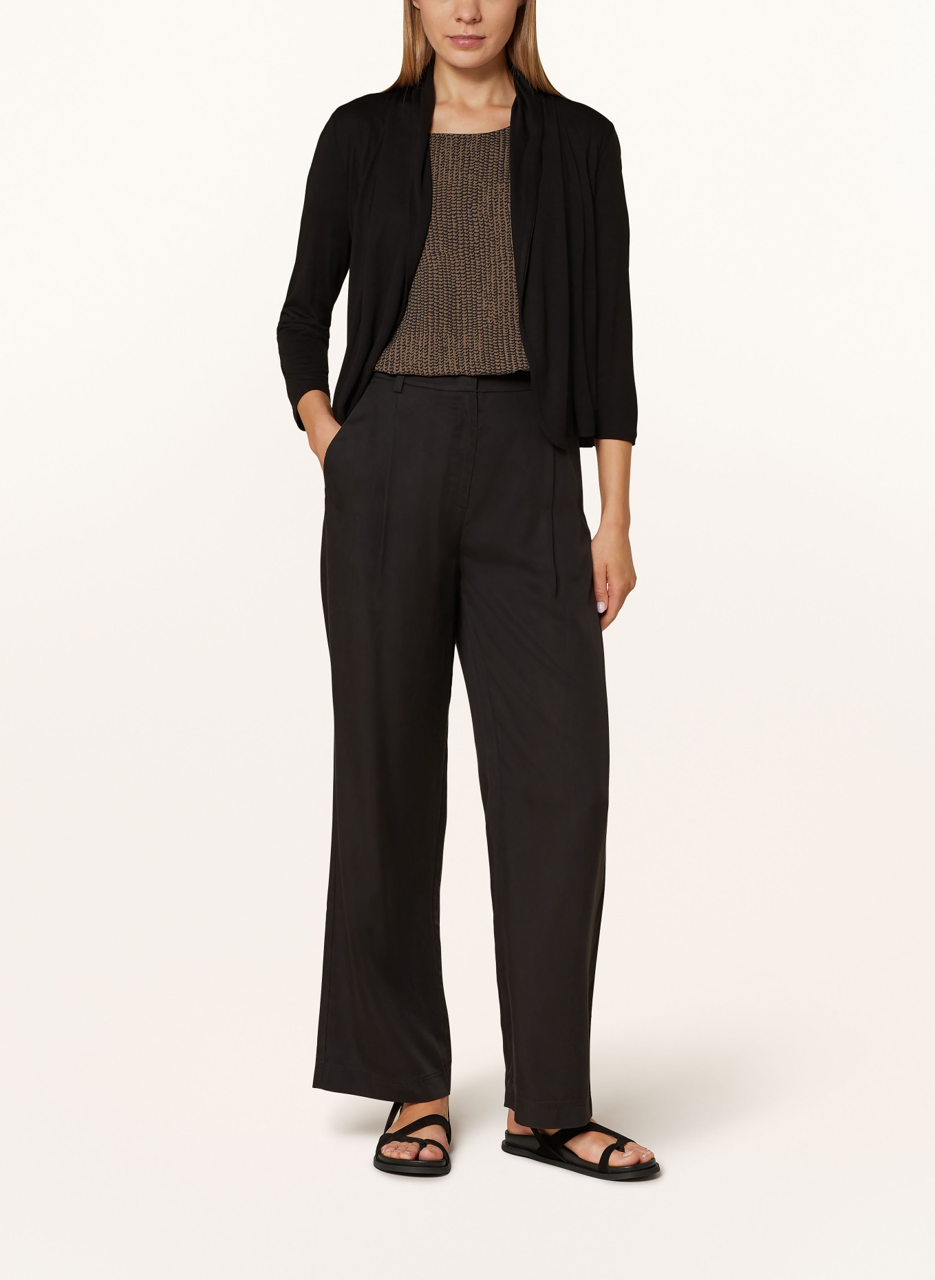OPUS Jersey cardigan SANDRINE with 3/4 sleeves, Color: BLACK (Image 2)