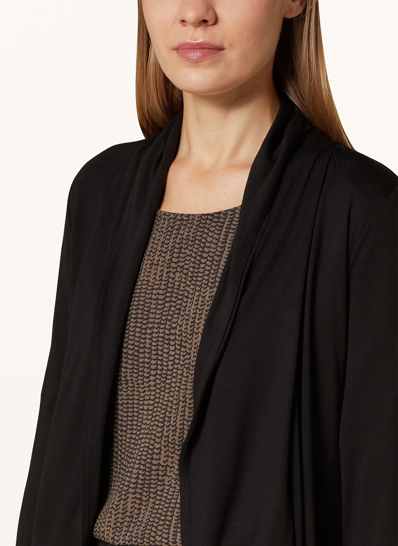 OPUS Jersey cardigan SANDRINE with 3/4 sleeves, Color: BLACK (Image 4)